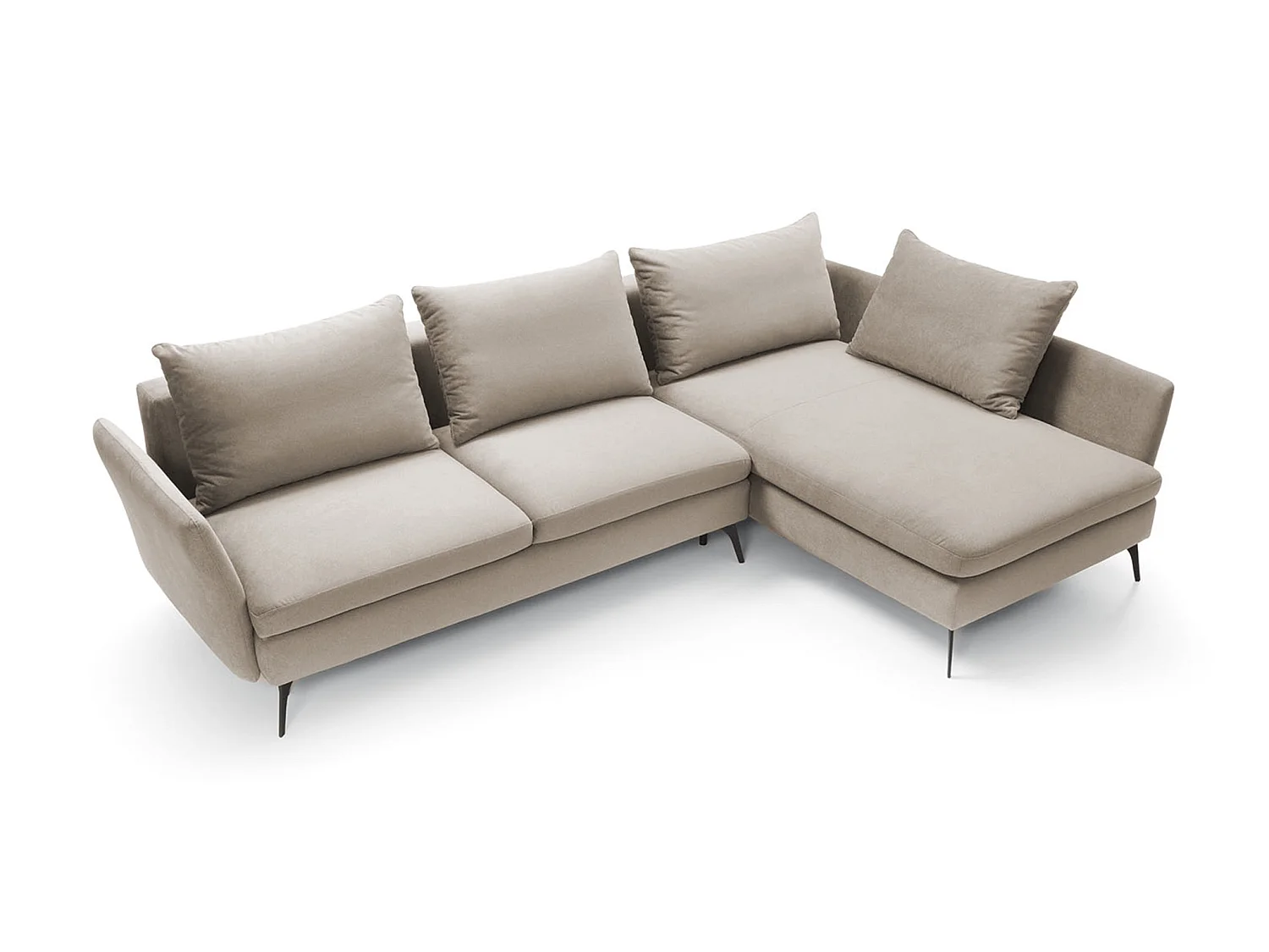 Canapé d'angle - 282 cm - en L avec un coffre de rangement - tissu hydrophobe - beige - côté droit - DEMISBAL