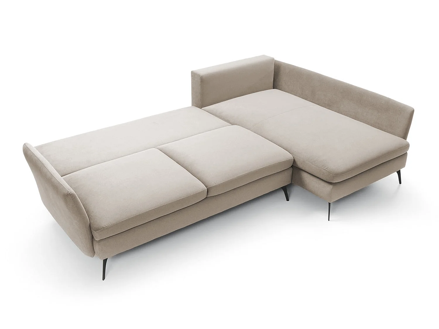 Canapé d'angle - 282 cm - en L avec un coffre de rangement - tissu hydrophobe - beige - côté droit - DEMISBAL