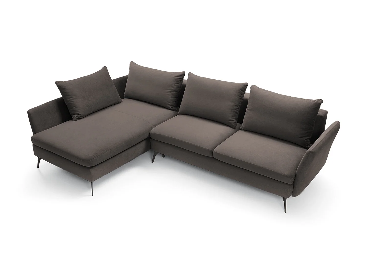 Canapé d'angle - 282 cm - en L avec un coffre de rangement - tissu hydrophobe - gris foncé - côté gauche - DEMISBAL