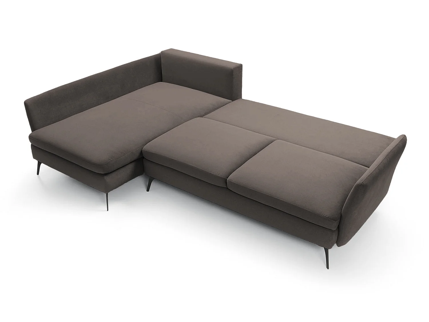 Canapé d'angle - 282 cm - en L avec un coffre de rangement - tissu hydrophobe - gris foncé - côté gauche - DEMISBAL