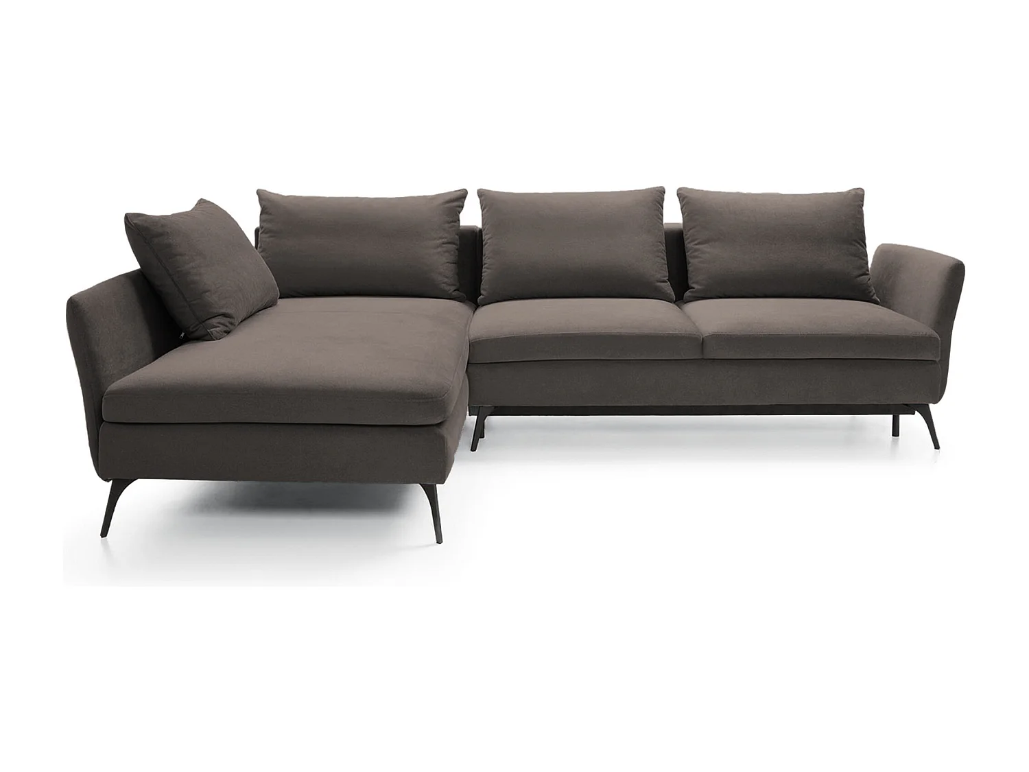 Canapé d'angle - 282 cm - en L avec un coffre de rangement - tissu hydrophobe - gris foncé - côté gauche - DEMISBAL