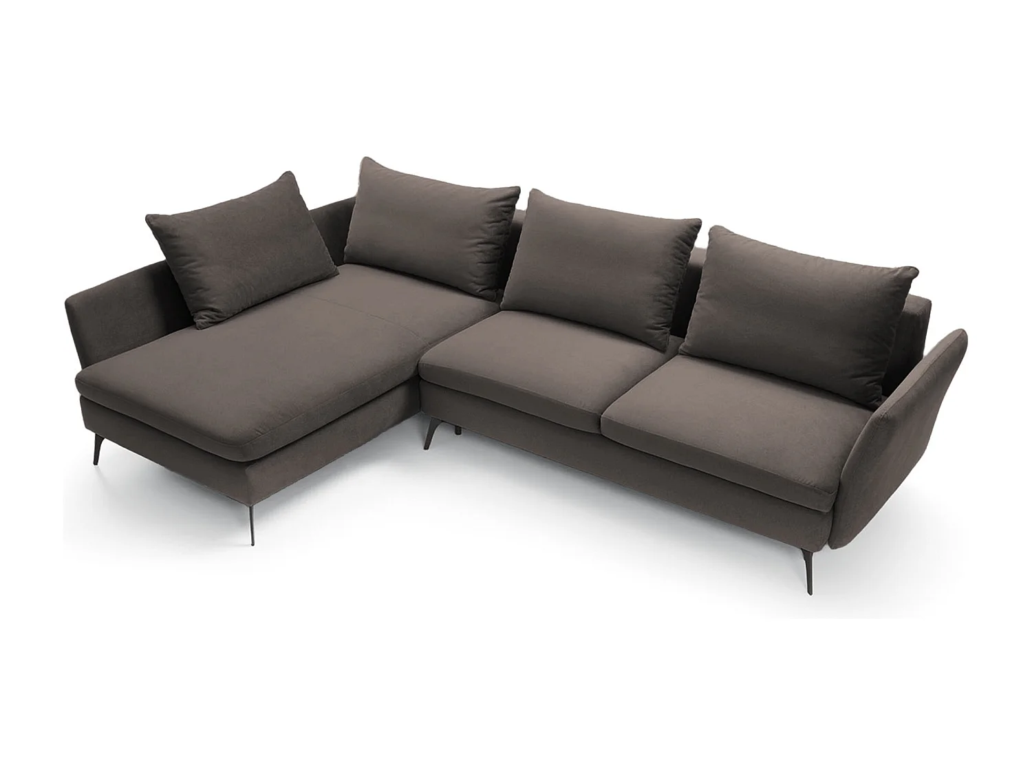 Canapé d'angle - 282 cm - en L avec un coffre de rangement - tissu hydrophobe - gris foncé - côté gauche - DEMISBAL