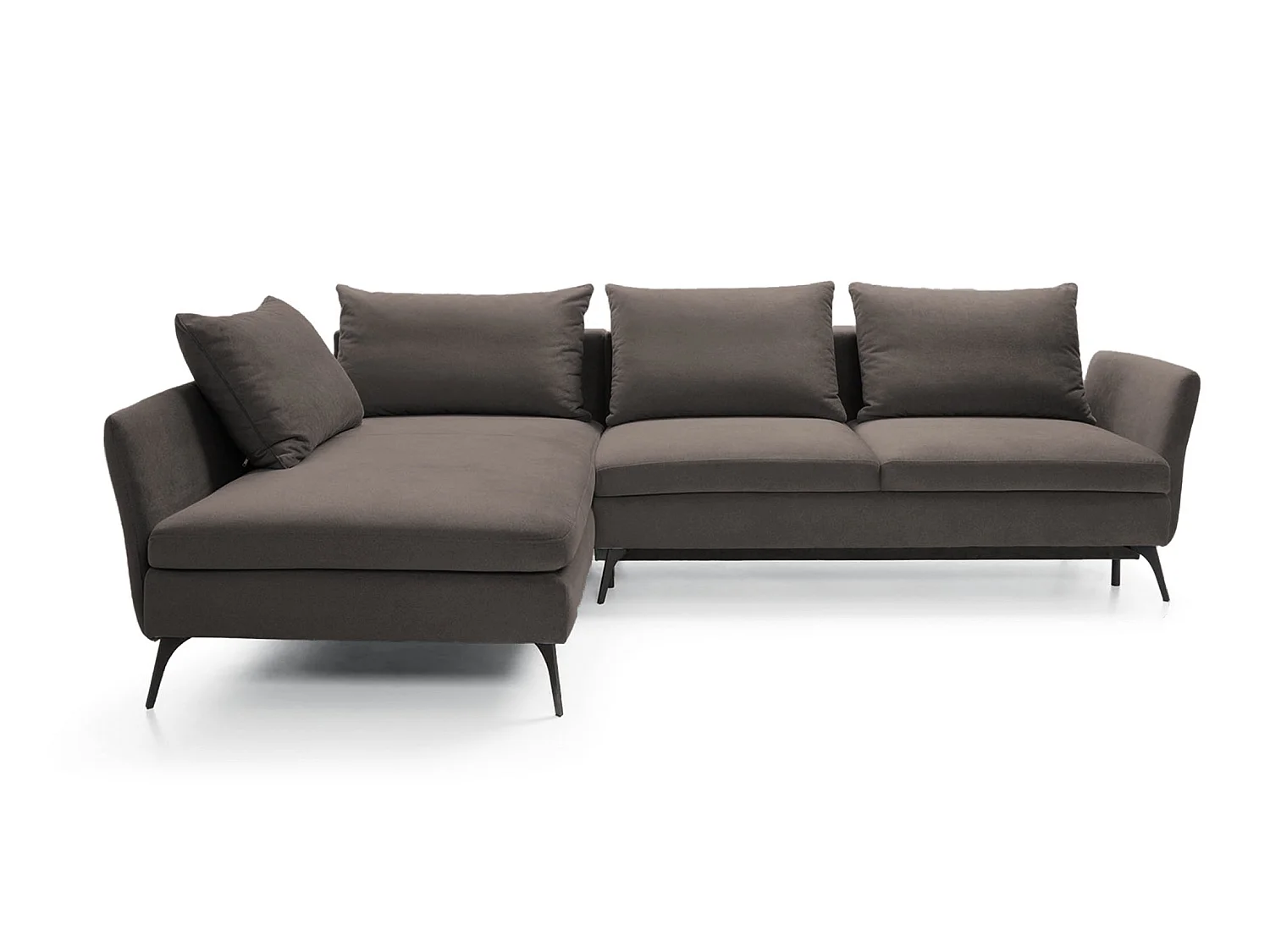 Canapé d'angle - 282 cm - en L avec un coffre de rangement - tissu hydrophobe - gris foncé - côté gauche - DEMISBAL