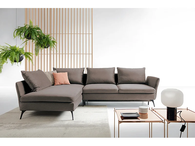 Ecksofa - 282 cm - L-Form mit Staufach - wasserabweisender Stoff - dunkelgrau - linke Seite - DEMISBAL