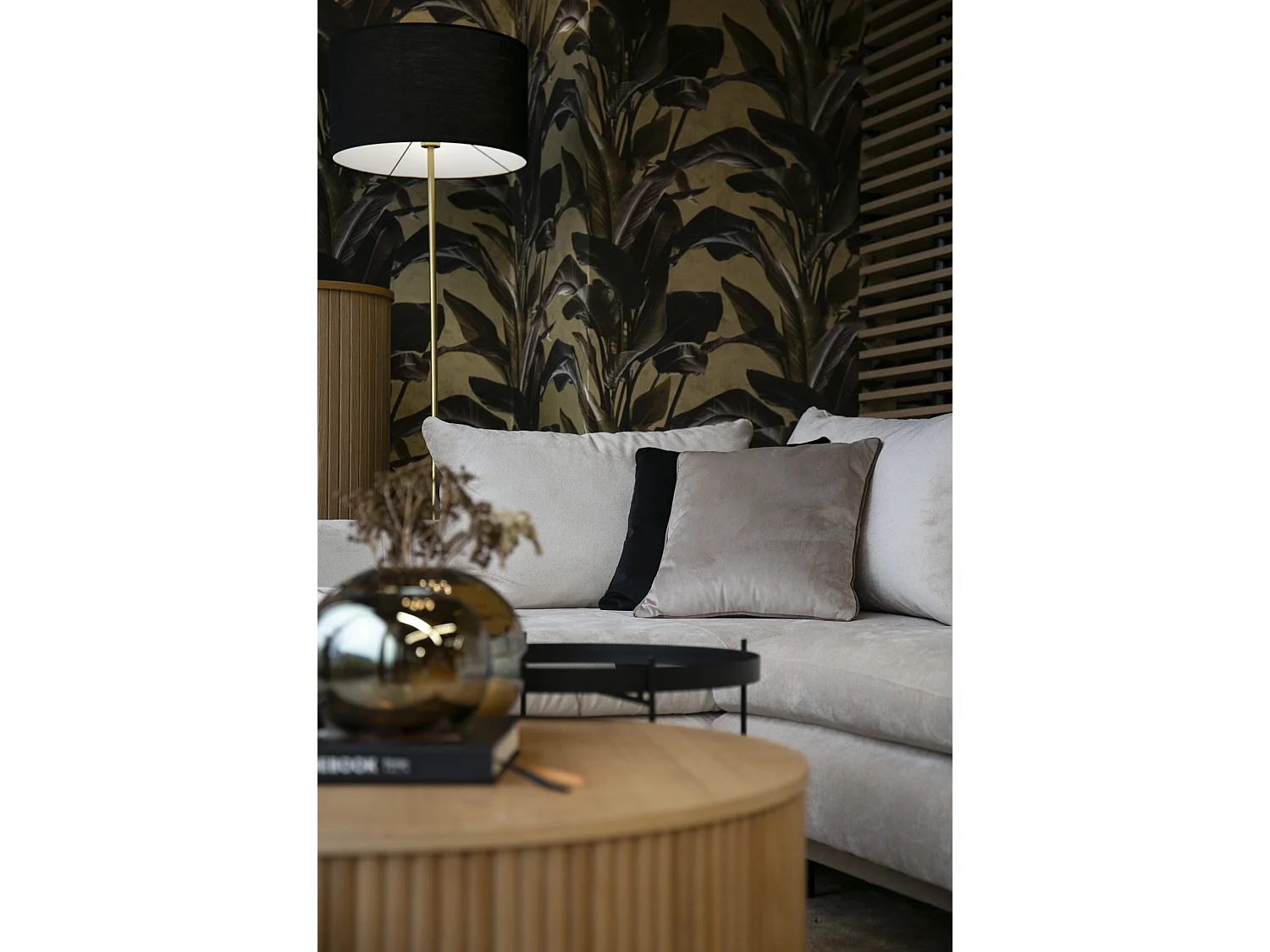 Hoekbank - 282 cm - L-vormig met opbergvak - waterafstotende stof - beige - linkerzijde - DEMISBAL