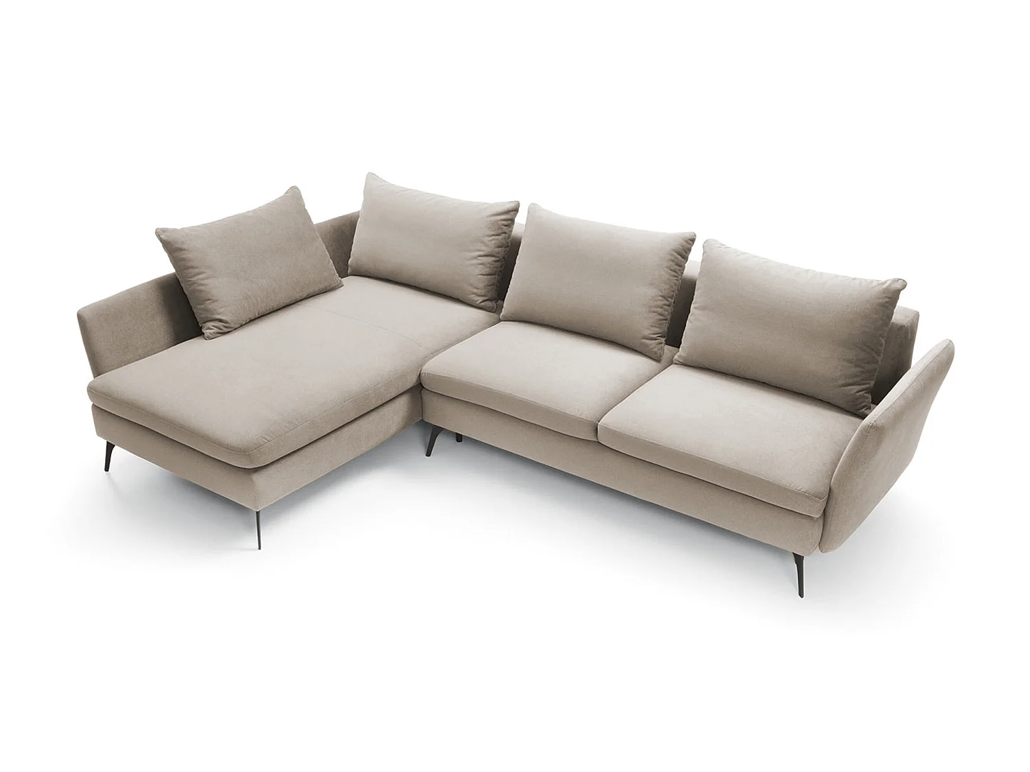 Hoekbank - 282 cm - L-vormig met opbergvak - waterafstotende stof - beige - linkerzijde - DEMISBAL