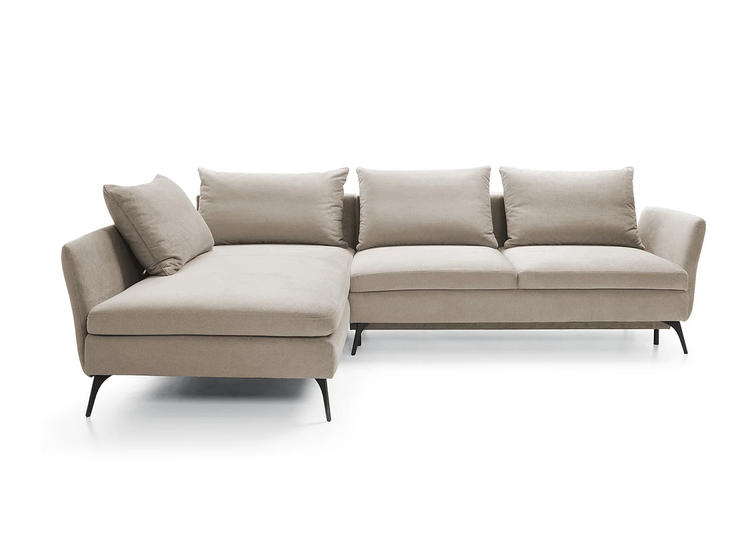 Canapé d'angle - 282 cm - en L avec un coffre de rangement - tissu hydrophobe - beige - côté gauche - DEMISBAL