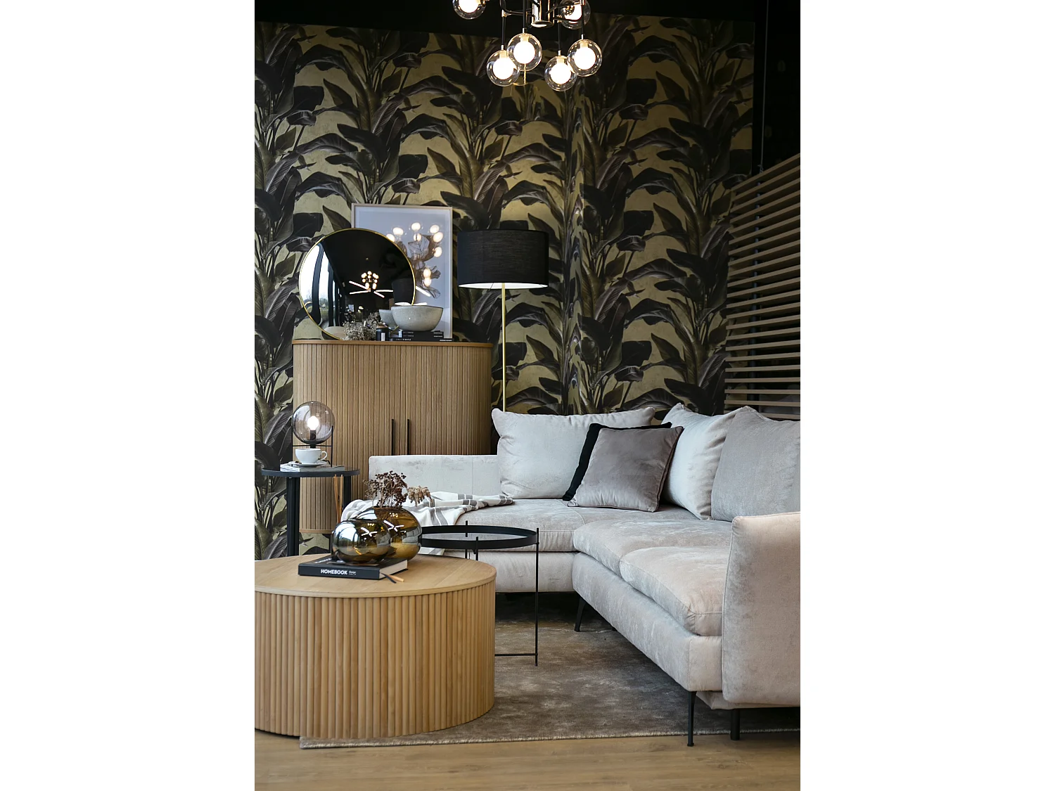 Canapé d'angle - 282 cm - en L avec un coffre de rangement - tissu hydrophobe - beige - côté gauche - DEMISBAL