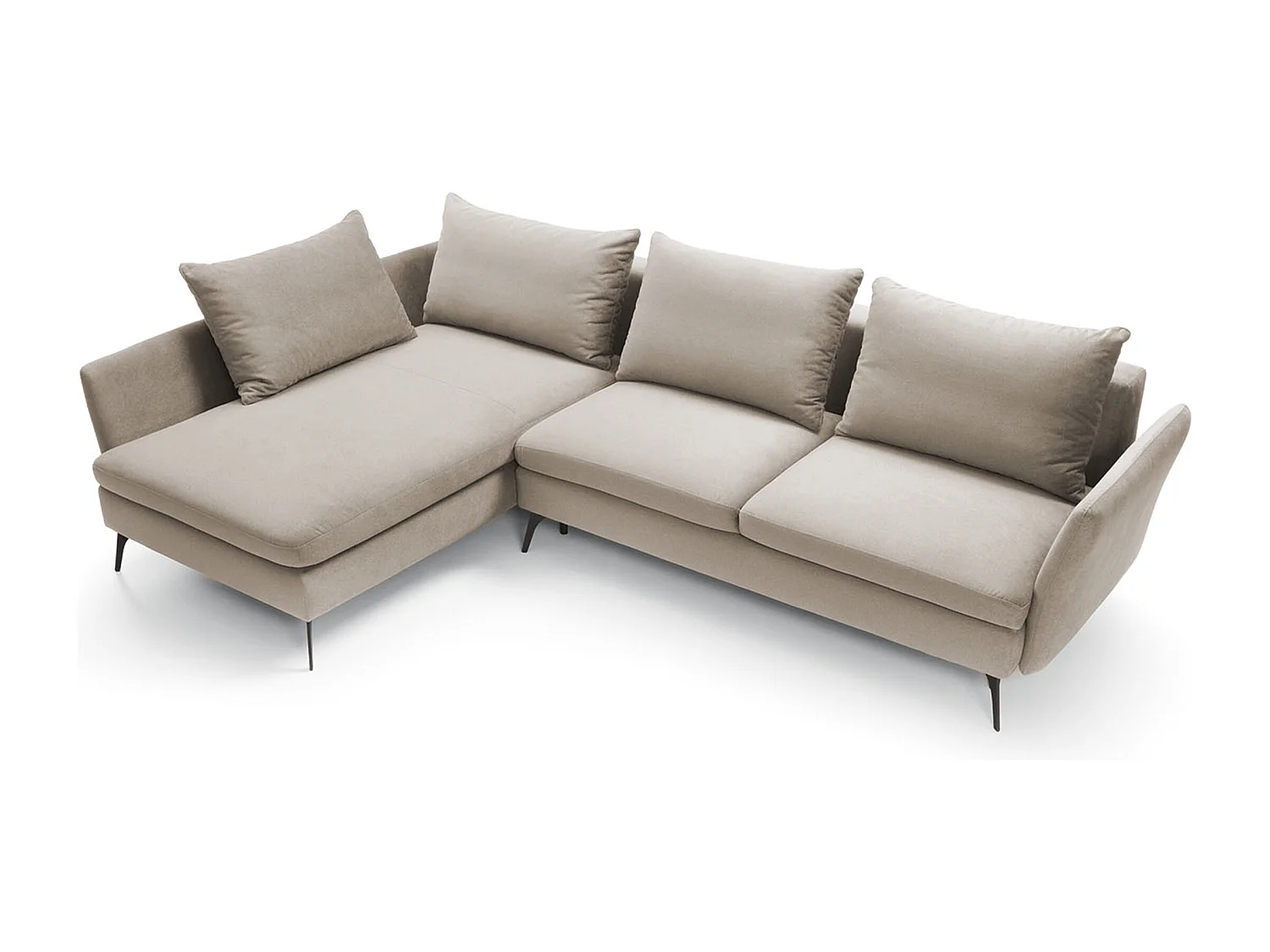 Ecksofa - 282 cm - L-Form mit Staufach - wasserabweisender Stoff - beige - linke Seite - DEMISBAL
