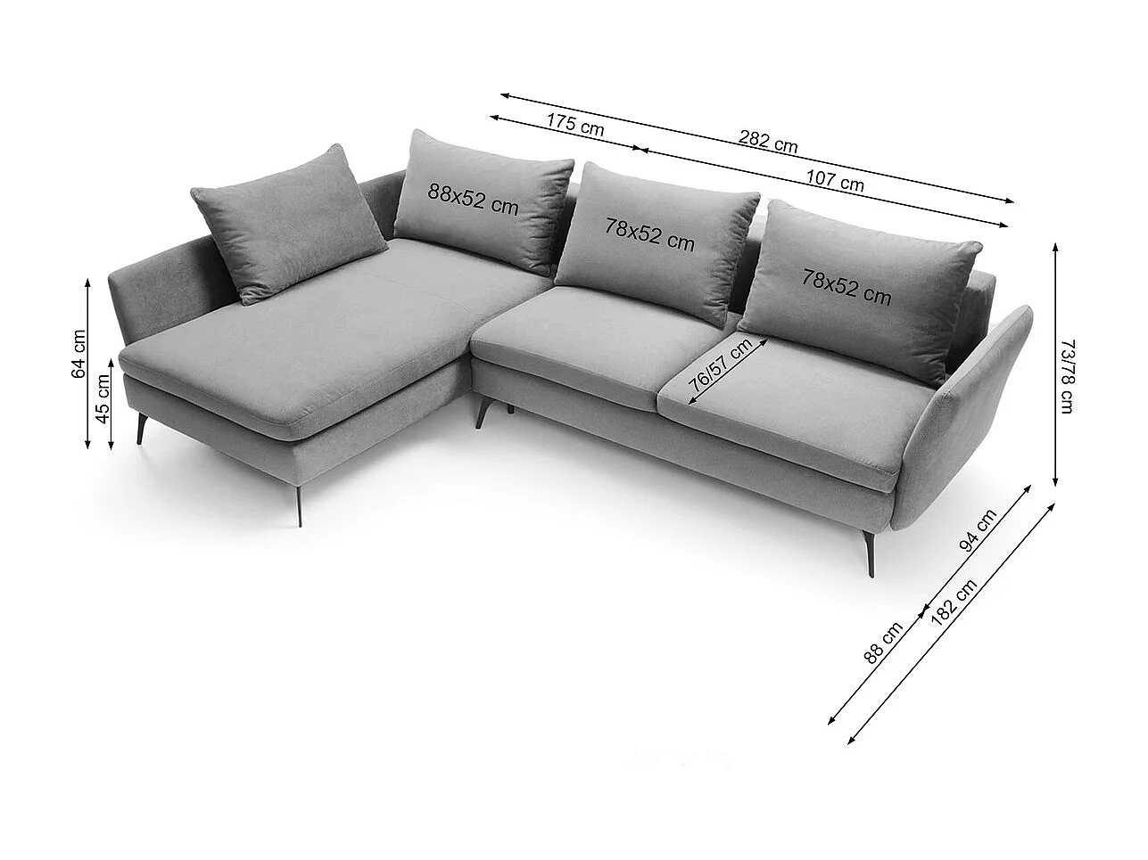 Ecksofa - 282 cm - L-Form mit Staufach - wasserabweisender Stoff - beige - linke Seite - DEMISBAL