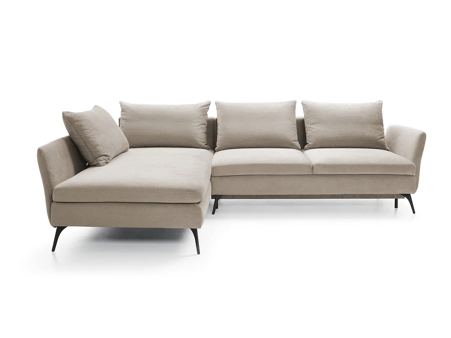 Canapé d'angle - 282 cm - en L avec un coffre de rangement - tissu hydrophobe - beige - côté gauche - DEMISBAL