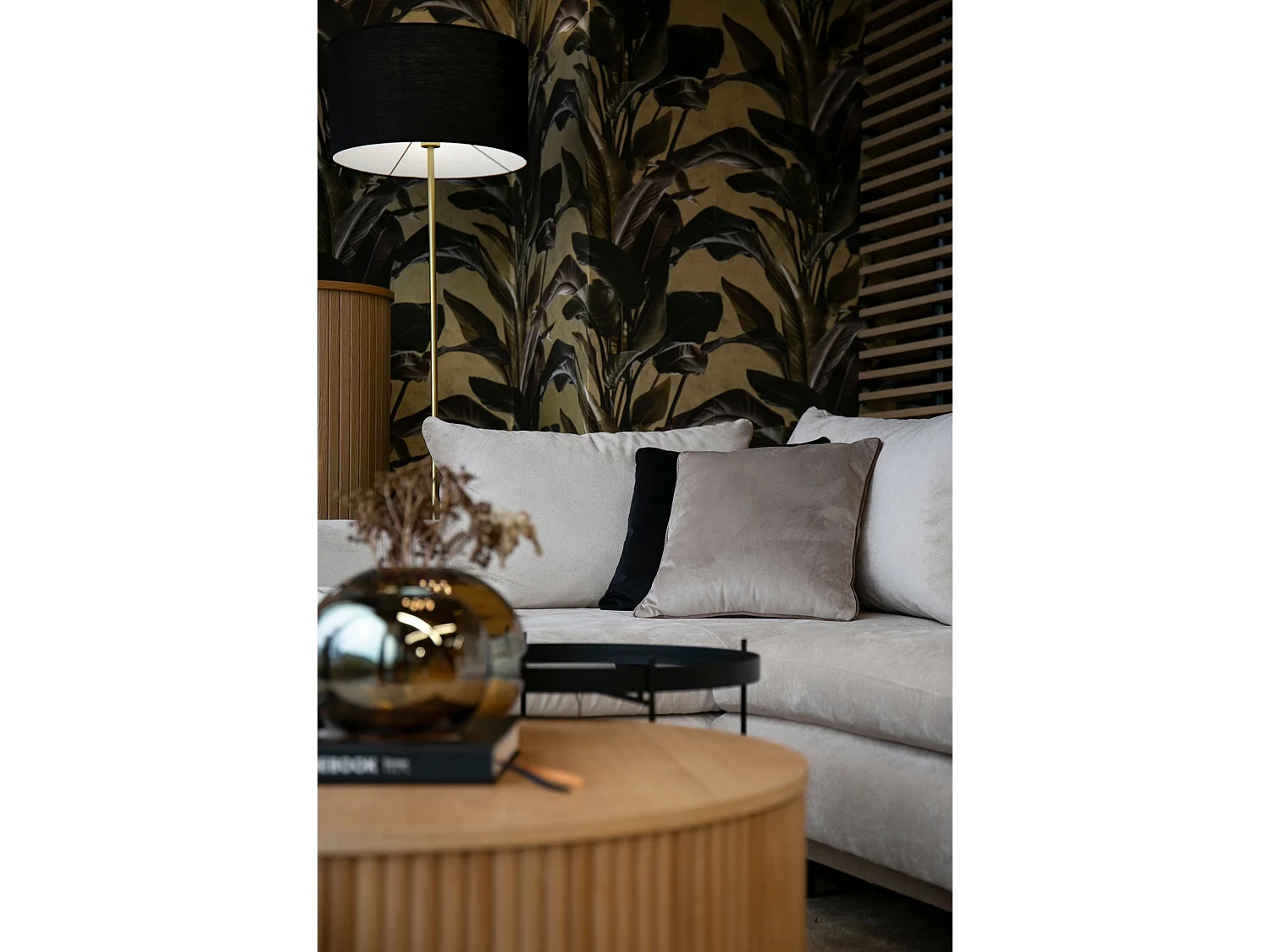 Canapé d'angle - 282 cm - en L avec un coffre de rangement - tissu hydrophobe - beige - côté gauche - DEMISBAL