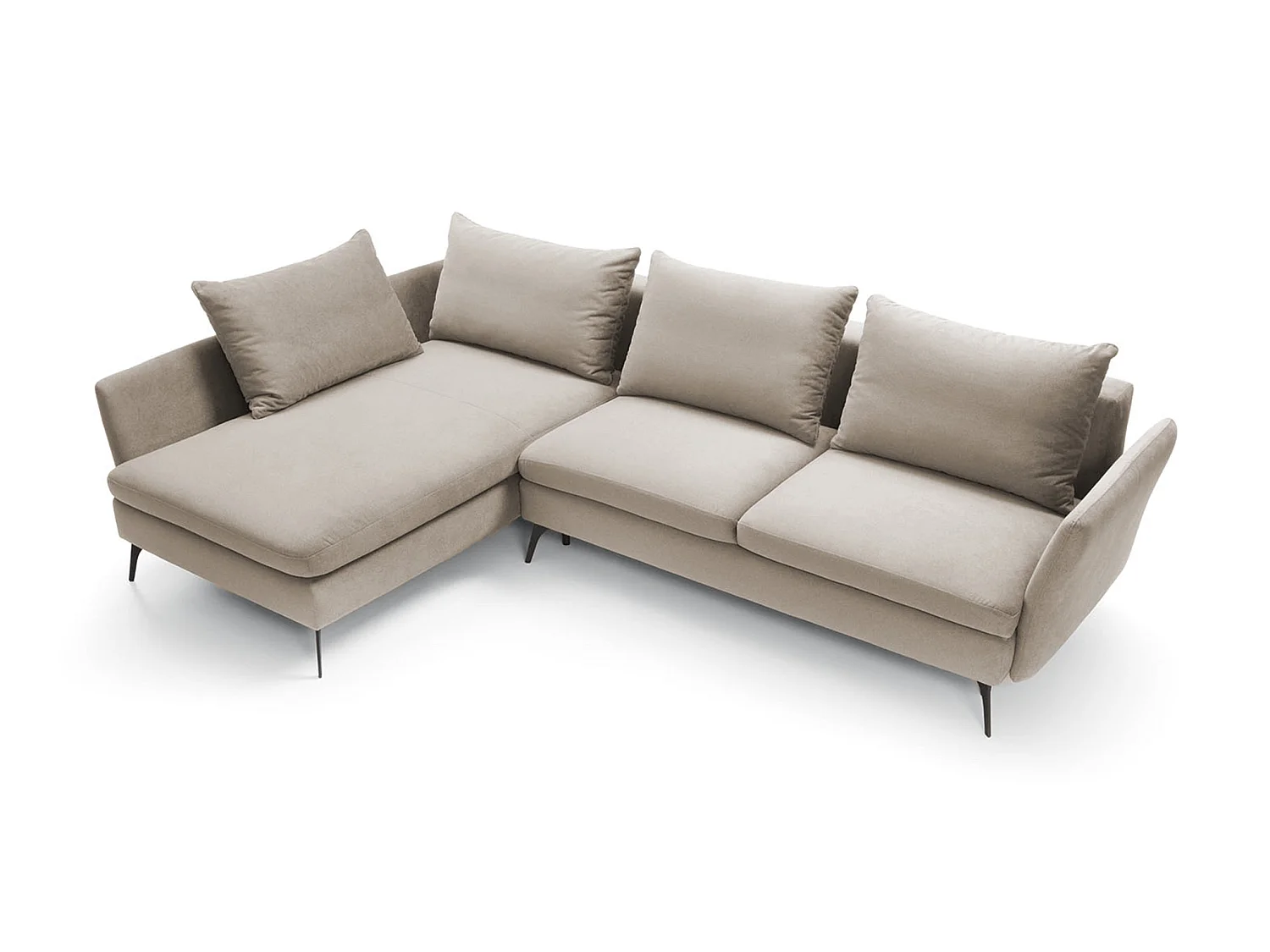 Canapé d'angle - 282 cm - en L avec un coffre de rangement - tissu hydrophobe - beige - côté gauche - DEMISBAL