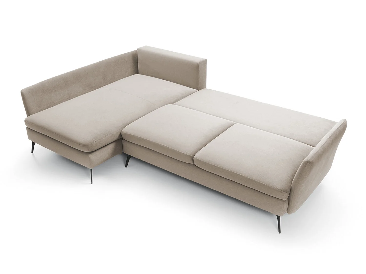 Canapé d'angle - 282 cm - en L avec un coffre de rangement - tissu hydrophobe - beige - côté gauche - DEMISBAL