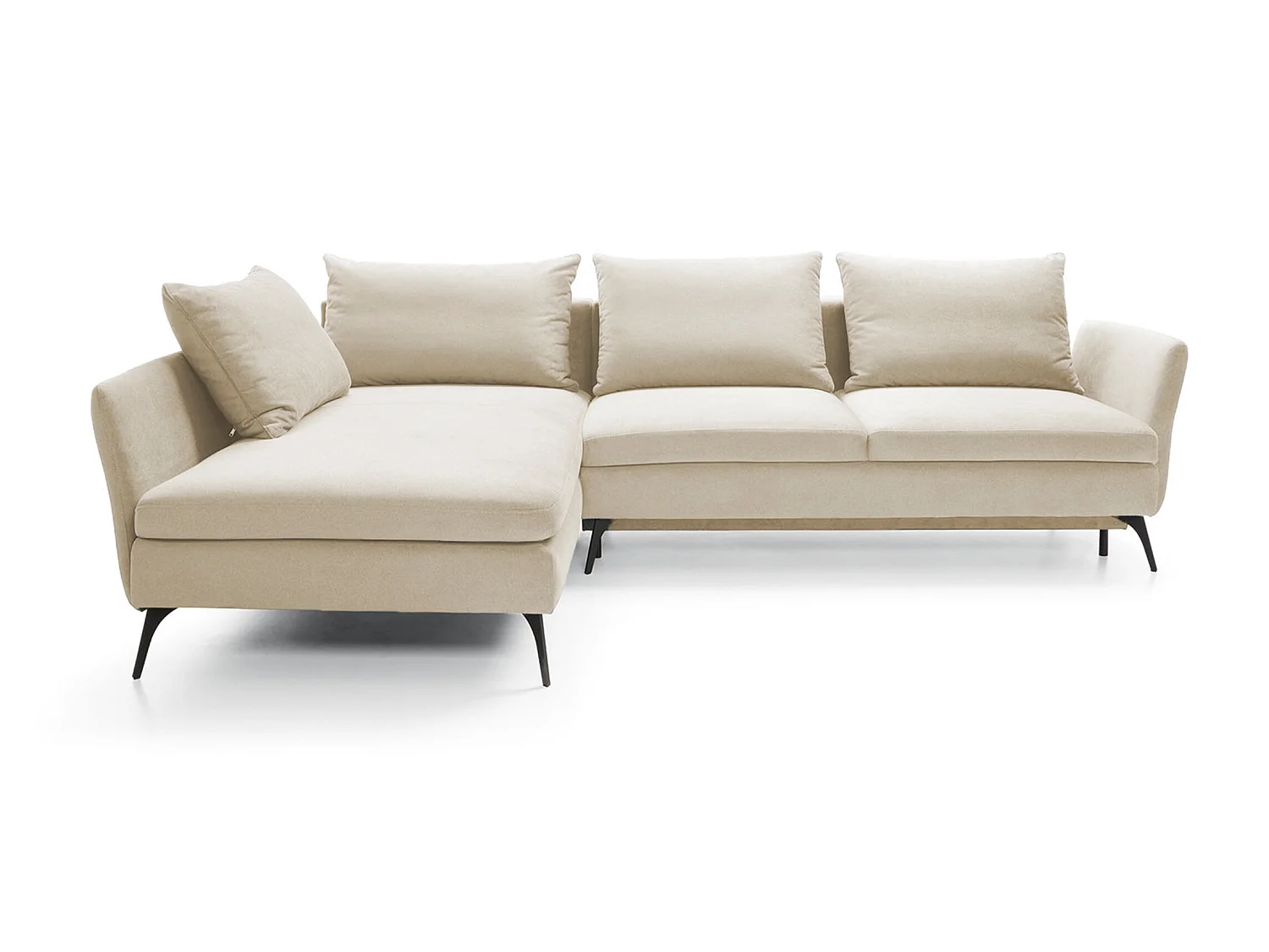 Hoekbank - 282 cm - L-vormig met opbergvak - hydrofobe stof - crème - linkerzijde - DEMISBAL