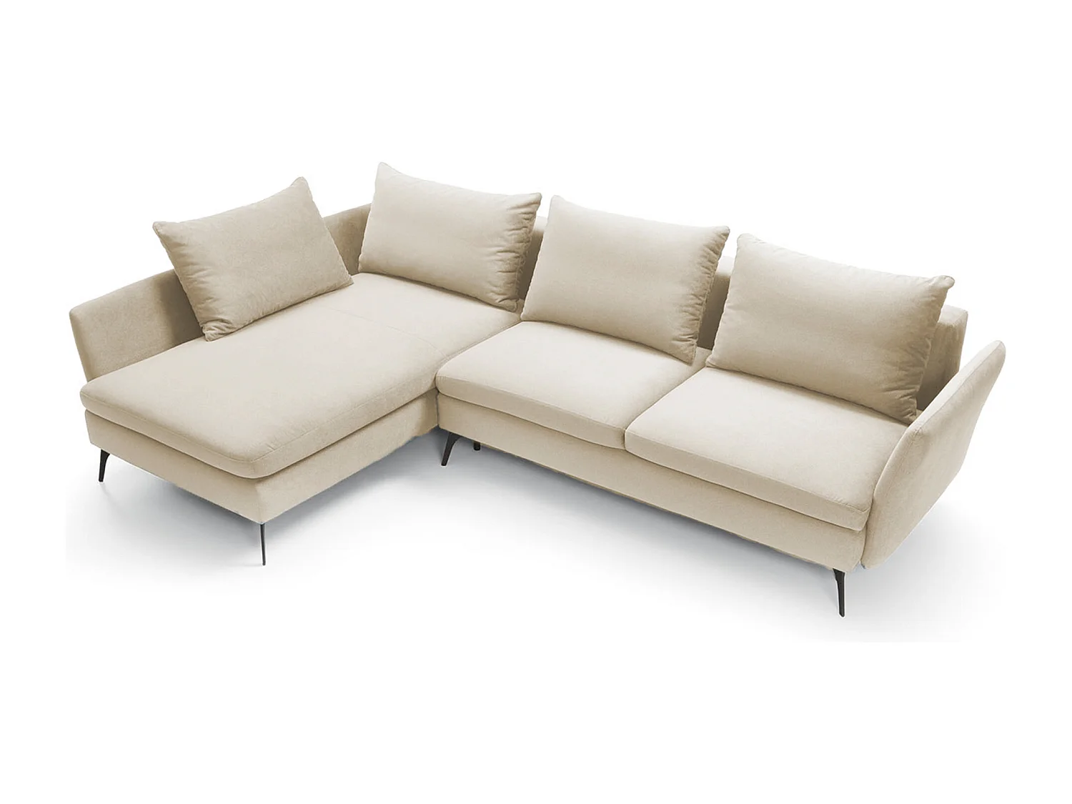 Ecksofa - 282 cm - L-Form mit Staufach - hydrophober Stoff - creme - linke Seite - DEMISBAL