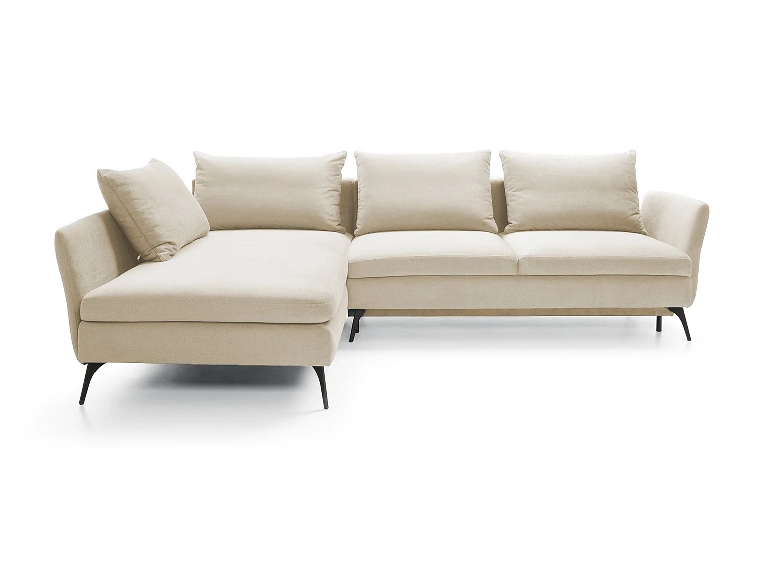 Canapé d'angle - 282 cm - en L avec un coffre de rangement - tissu hydrophobe - crème - côté gauche - DEMISBAL
