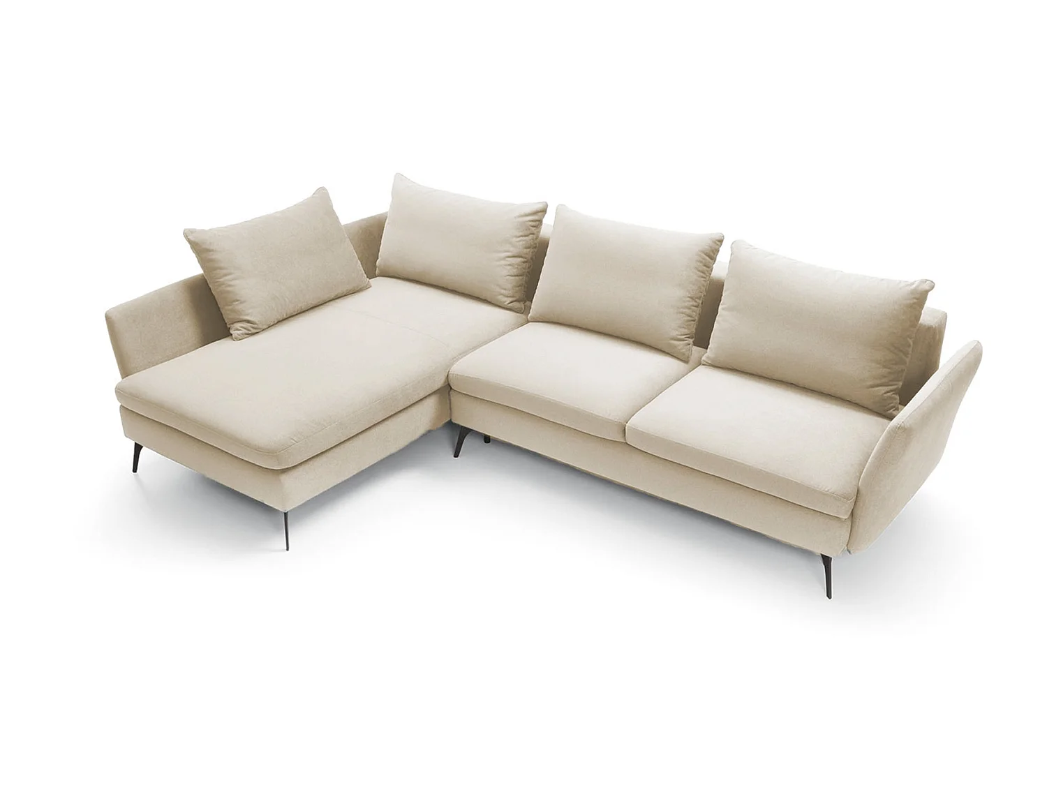 Canapé d'angle - 282 cm - en L avec un coffre de rangement - tissu hydrophobe - crème - côté gauche - DEMISBAL