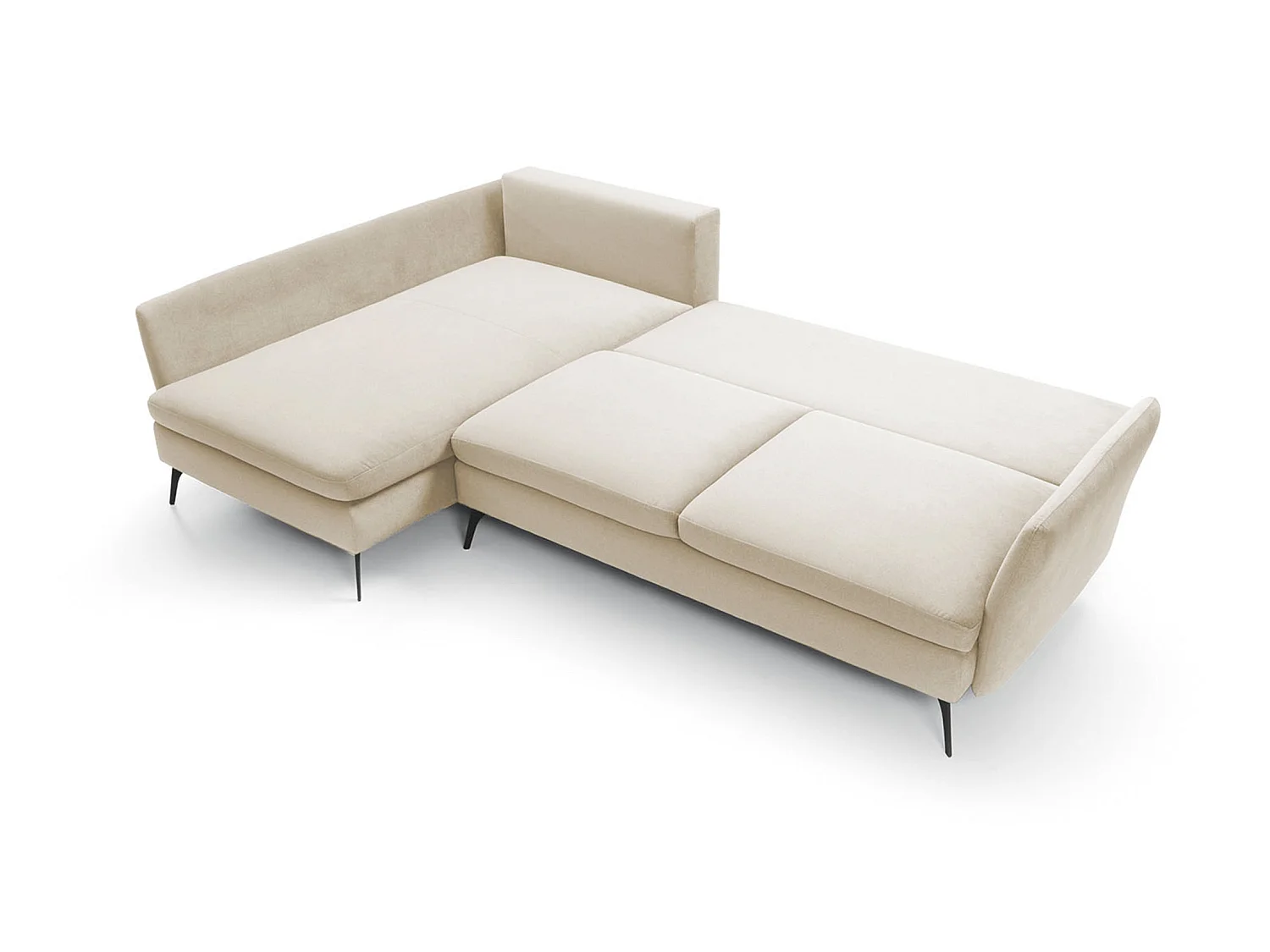 Canapé d'angle - 282 cm - en L avec un coffre de rangement - tissu hydrophobe - crème - côté gauche - DEMISBAL