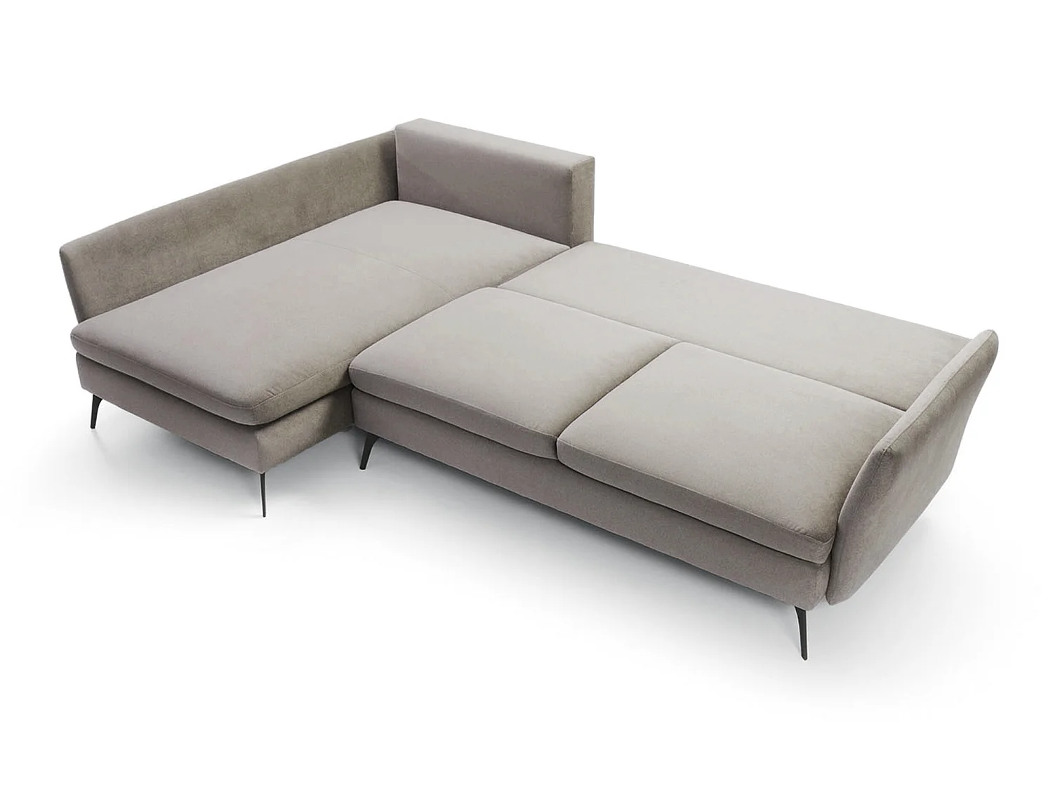 Hoekbank - 282 cm - L-vormig met opbergvak - waterafstotende stof - lichtgrijs - linkerzijde - DEMISBAL