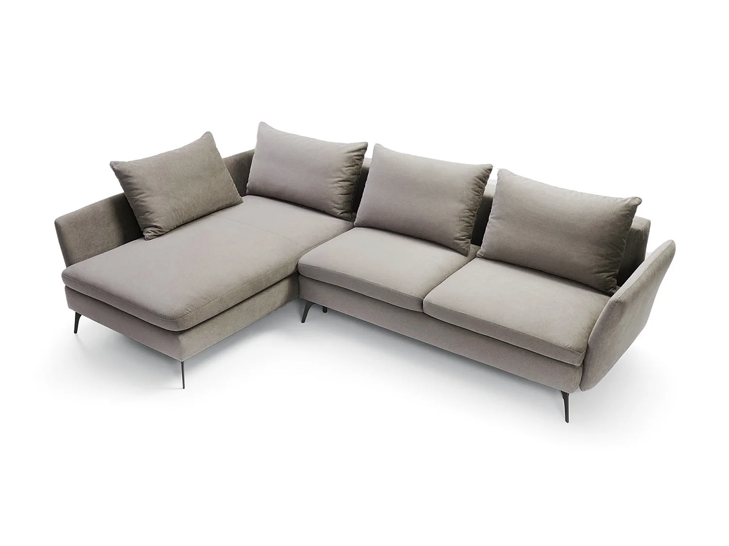Ecksofa - 282 cm - L-Form mit Staufach - wasserabweisender Stoff - hellgrau - linke Seite - DEMISBAL