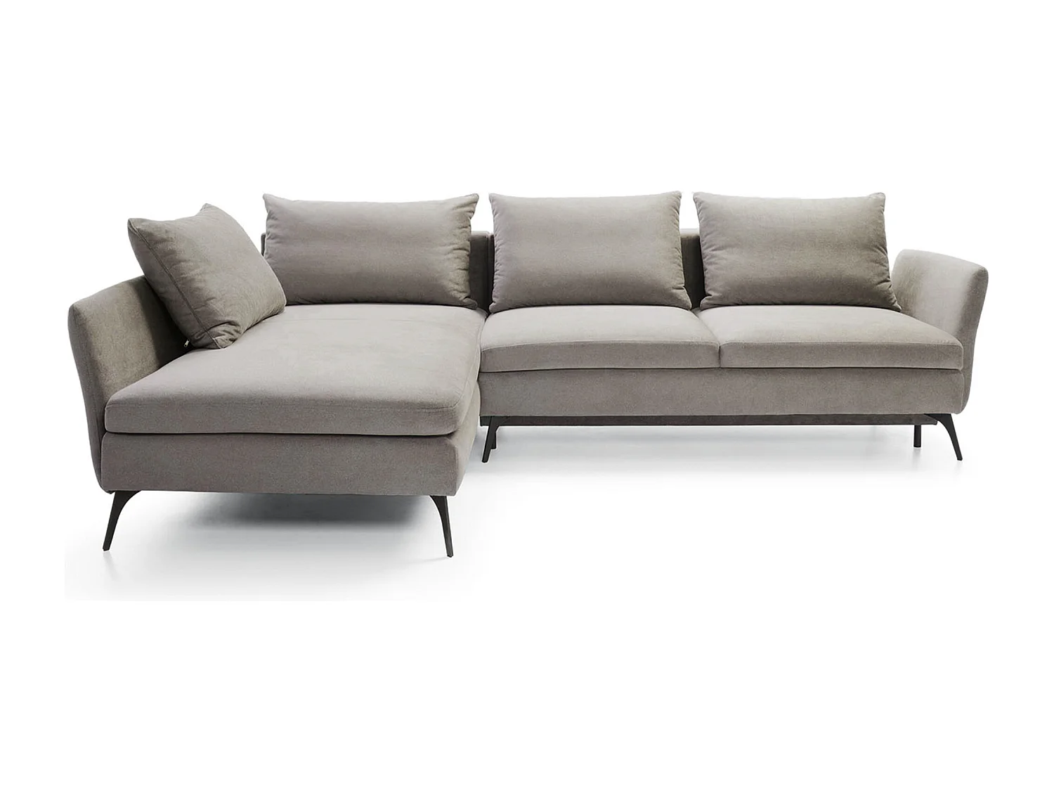 Hoekbank - 282 cm - L-vormig met opbergvak - waterafstotende stof - lichtgrijs - linkerzijde - DEMISBAL