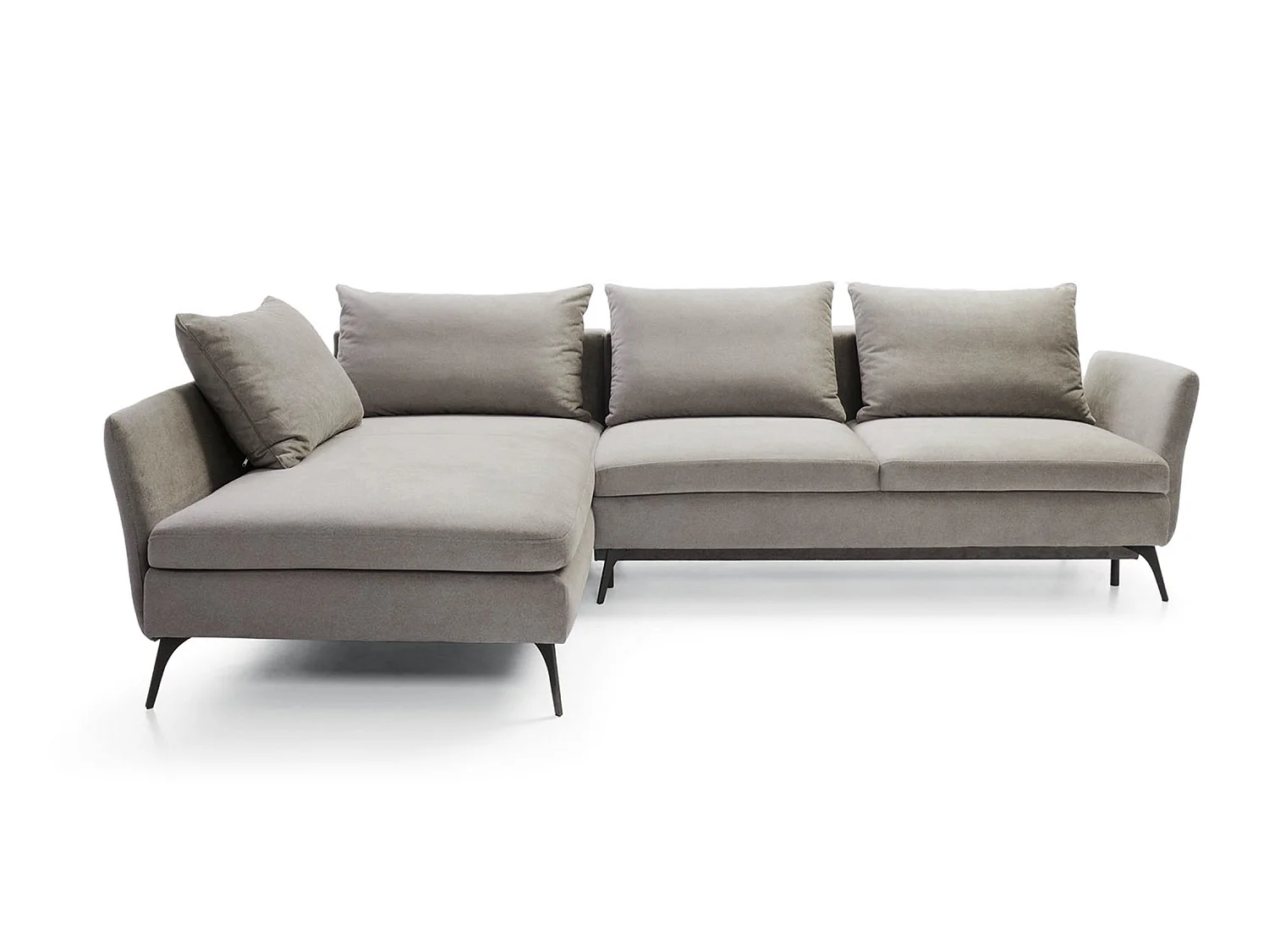 Canapé d'angle - 282 cm - en L avec un coffre de rangement - tissu hydrophobe - gris clair - côté gauche - DEMISBAL