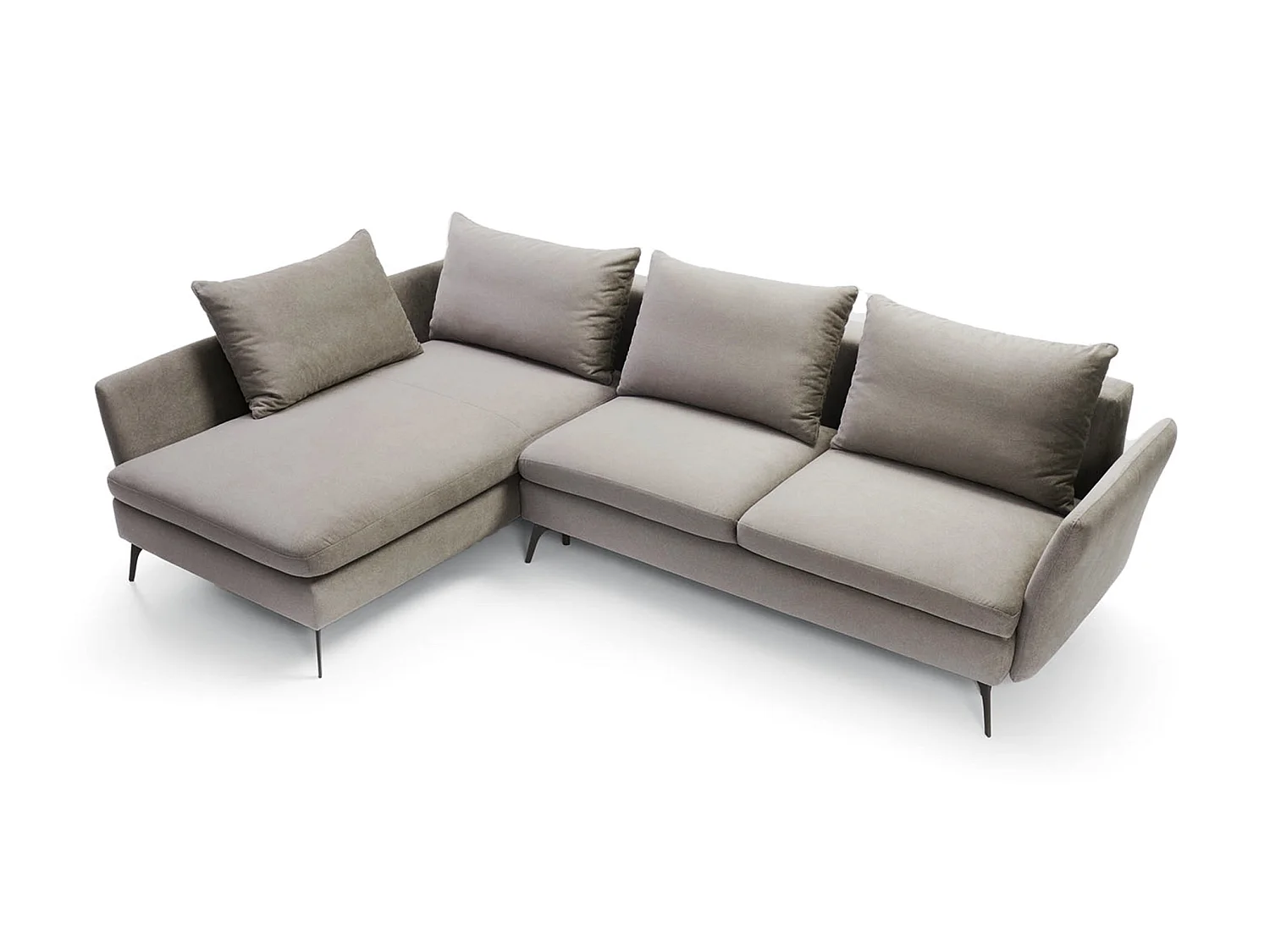 Canapé d'angle - 282 cm - en L avec un coffre de rangement - tissu hydrophobe - gris clair - côté gauche - DEMISBAL