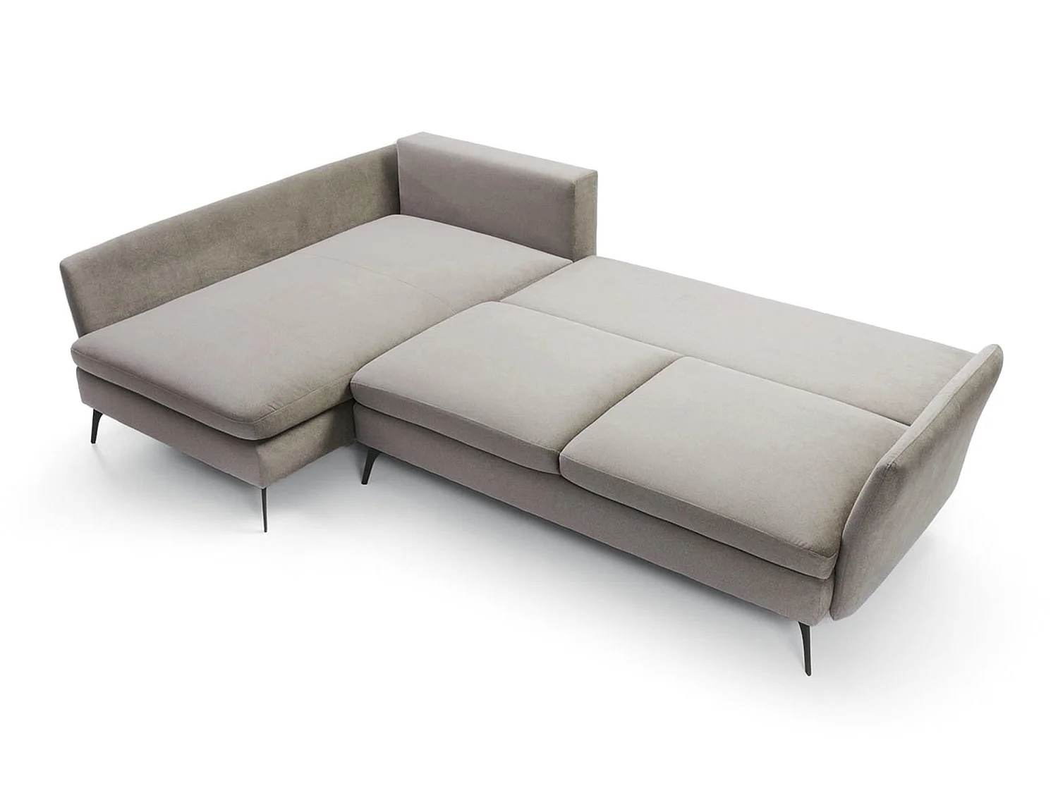 Canapé d'angle - 282 cm - en L avec un coffre de rangement - tissu hydrophobe - gris clair - côté gauche - DEMISBAL