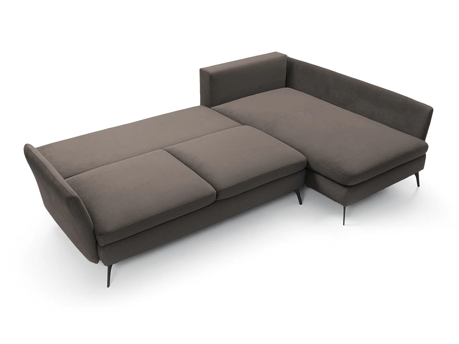 Hoekbank - 282 cm - L-vormig met opbergvak - waterafstotende stof - donkergrijs - rechterzijde - DEMISBAL