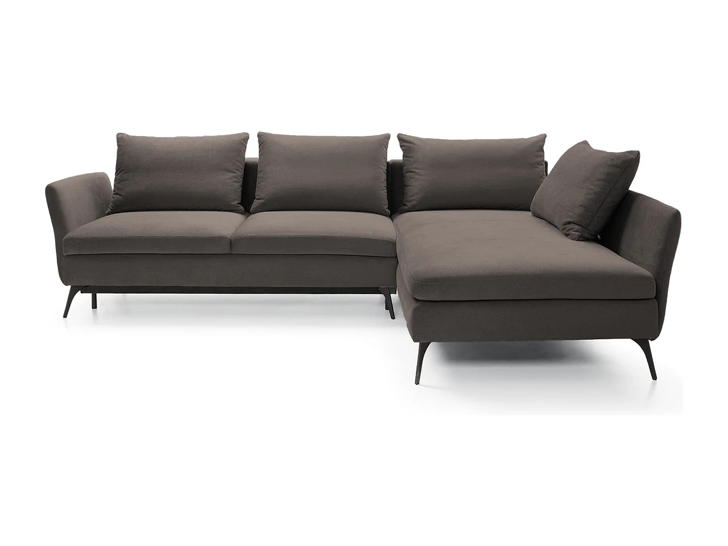 Canapé d'angle - 282 cm - en L avec un coffre de rangement - tissu hydrophobe - gris foncé - côté droit - DEMISBAL