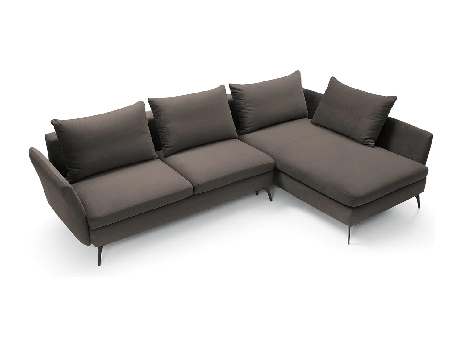 Canapé d'angle - 282 cm - en L avec un coffre de rangement - tissu hydrophobe - gris foncé - côté droit - DEMISBAL