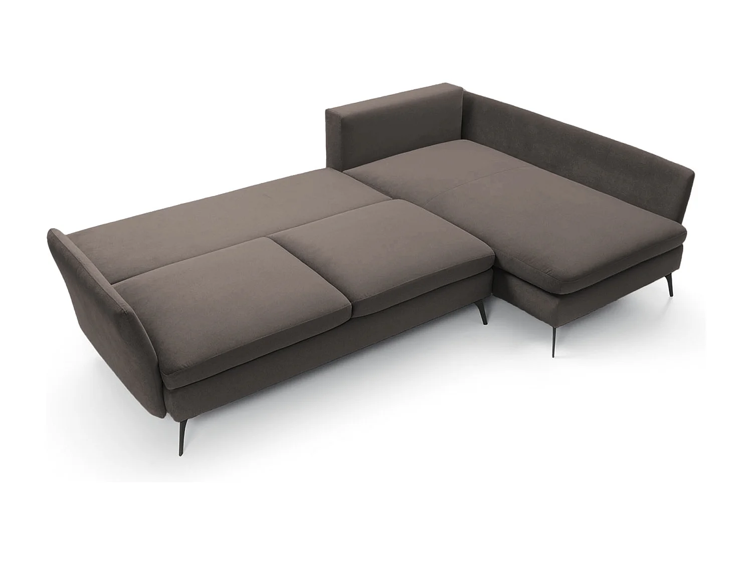 Canapé d'angle - 282 cm - en L avec un coffre de rangement - tissu hydrophobe - gris foncé - côté droit - DEMISBAL