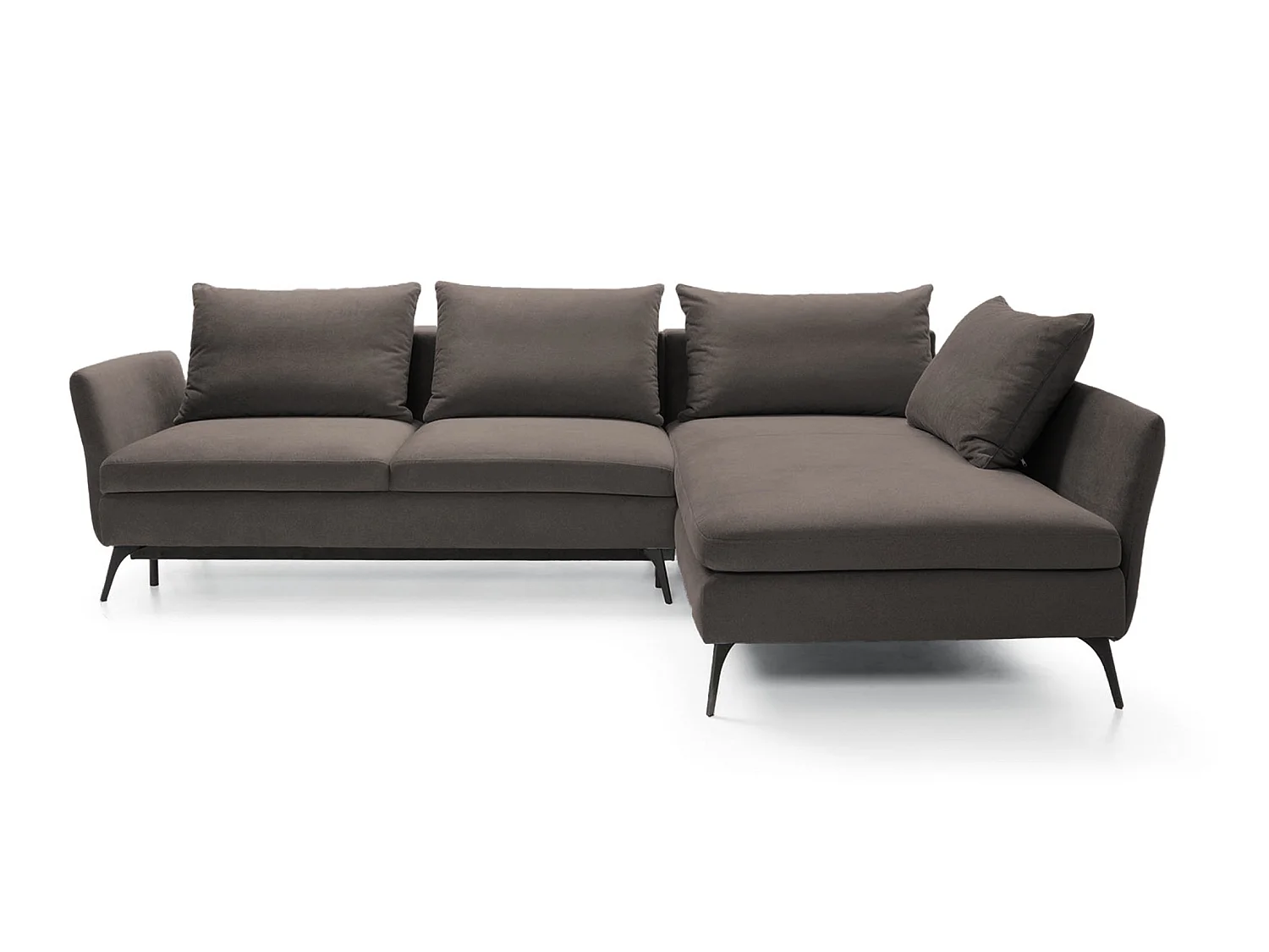 Canapé d'angle - 282 cm - en L avec un coffre de rangement - tissu hydrophobe - gris foncé - côté droit - DEMISBAL