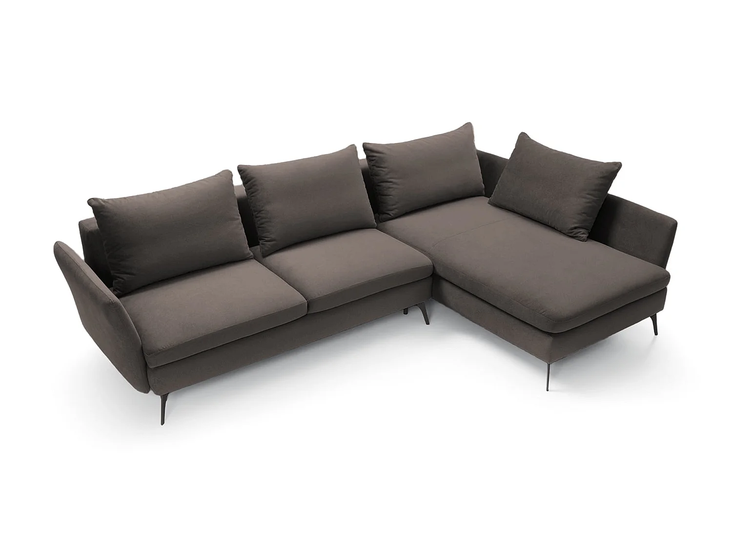 Canapé d'angle - 282 cm - en L avec un coffre de rangement - tissu hydrophobe - gris foncé - côté droit - DEMISBAL