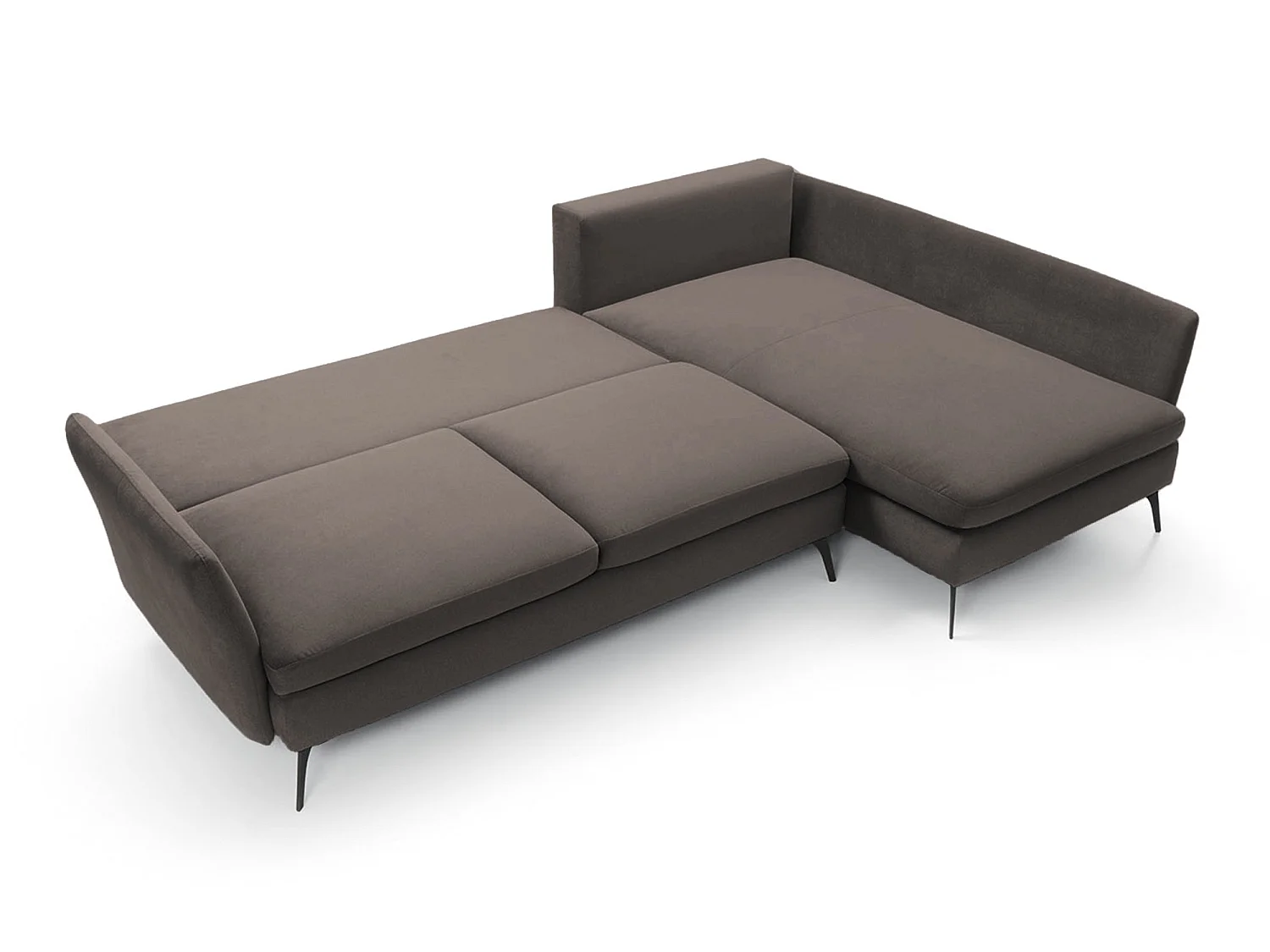 Canapé d'angle - 282 cm - en L avec un coffre de rangement - tissu hydrophobe - gris foncé - côté droit - DEMISBAL