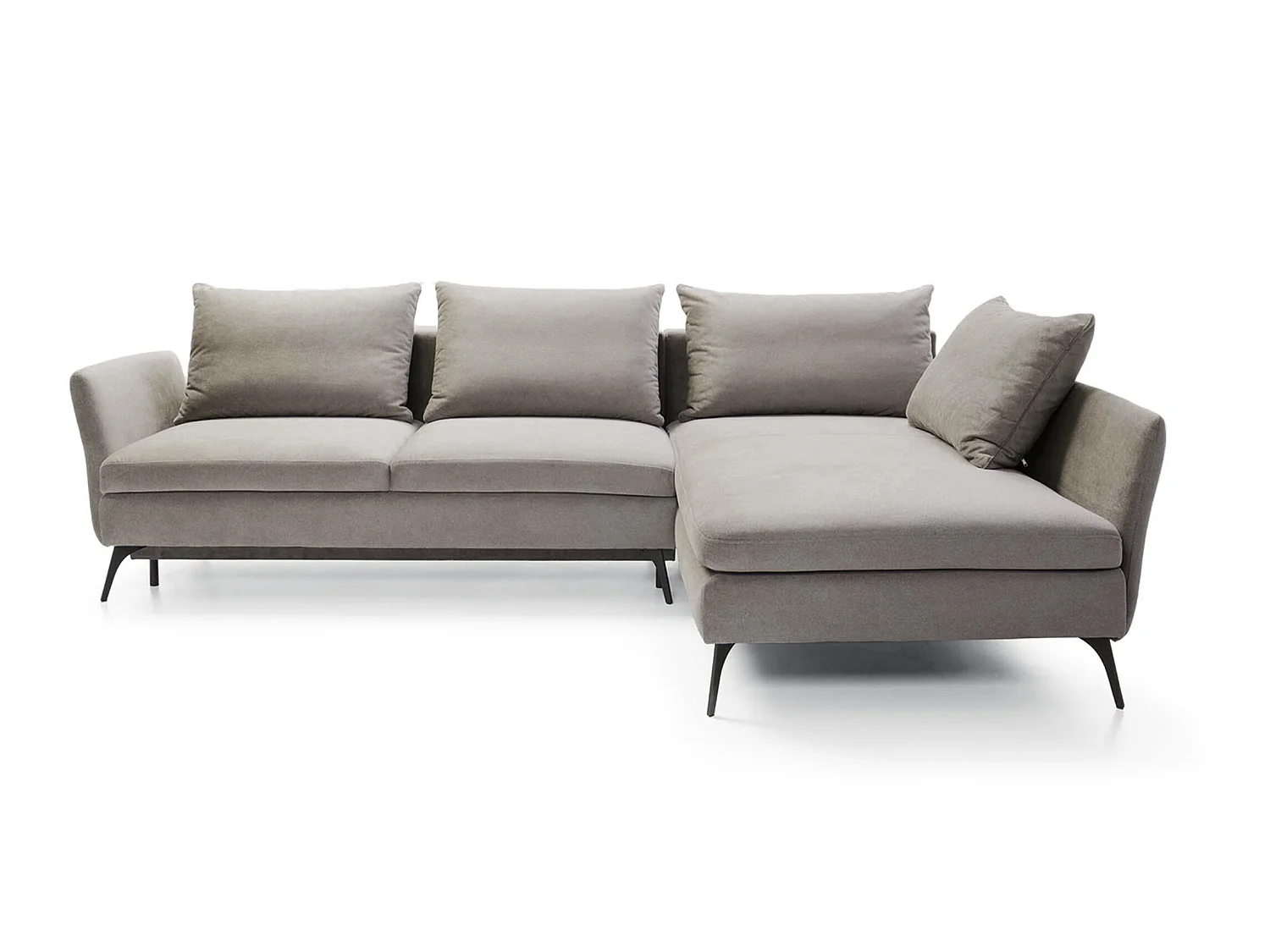 Ecksofa - 282 cm - L-Form mit Staufach - wasserabweisender Stoff - hellgrau - rechte Seite - DEMISBAL