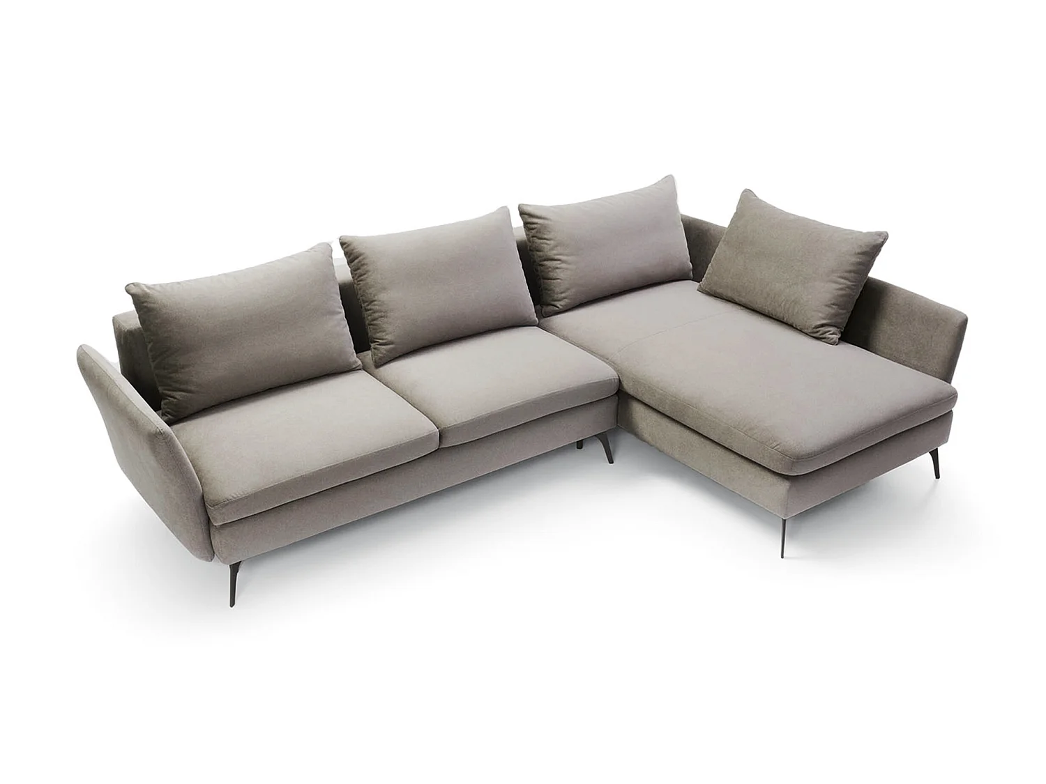 Canapé d'angle - 282 cm - en L avec un coffre de rangement - tissu hydrophobe - gris clair - côté droit - DEMISBAL