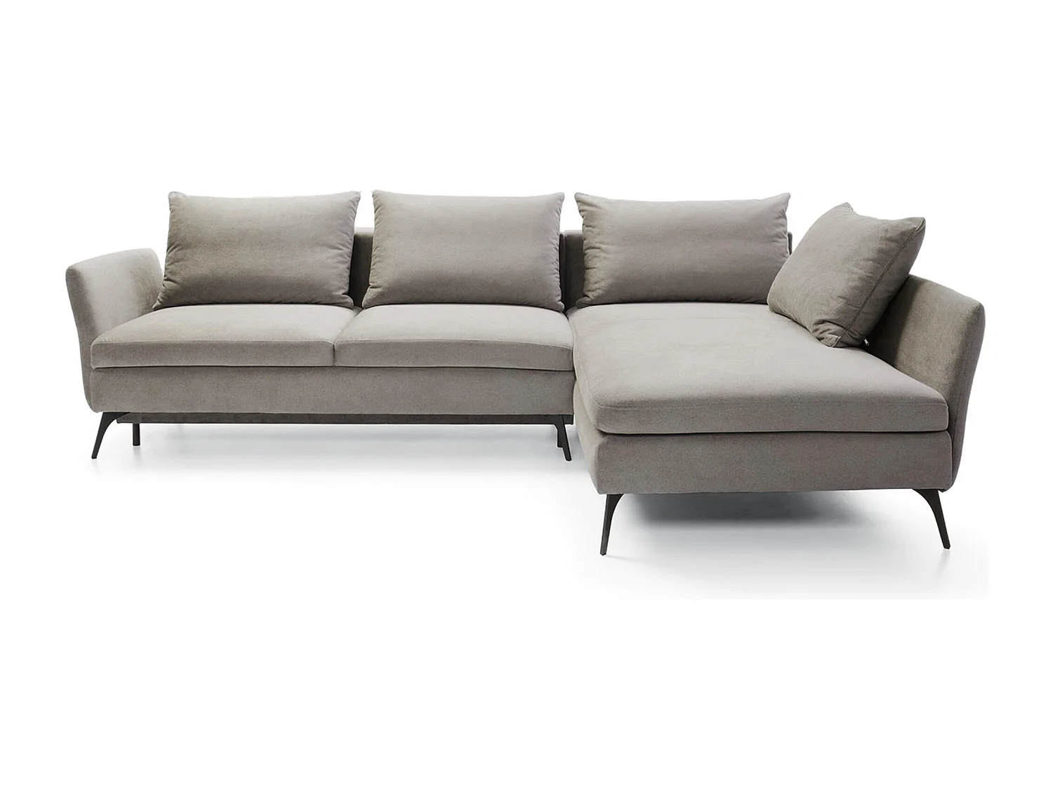 Canapé d'angle - 282 cm - en L avec un coffre de rangement - tissu hydrophobe - gris clair - côté droit - DEMISBAL