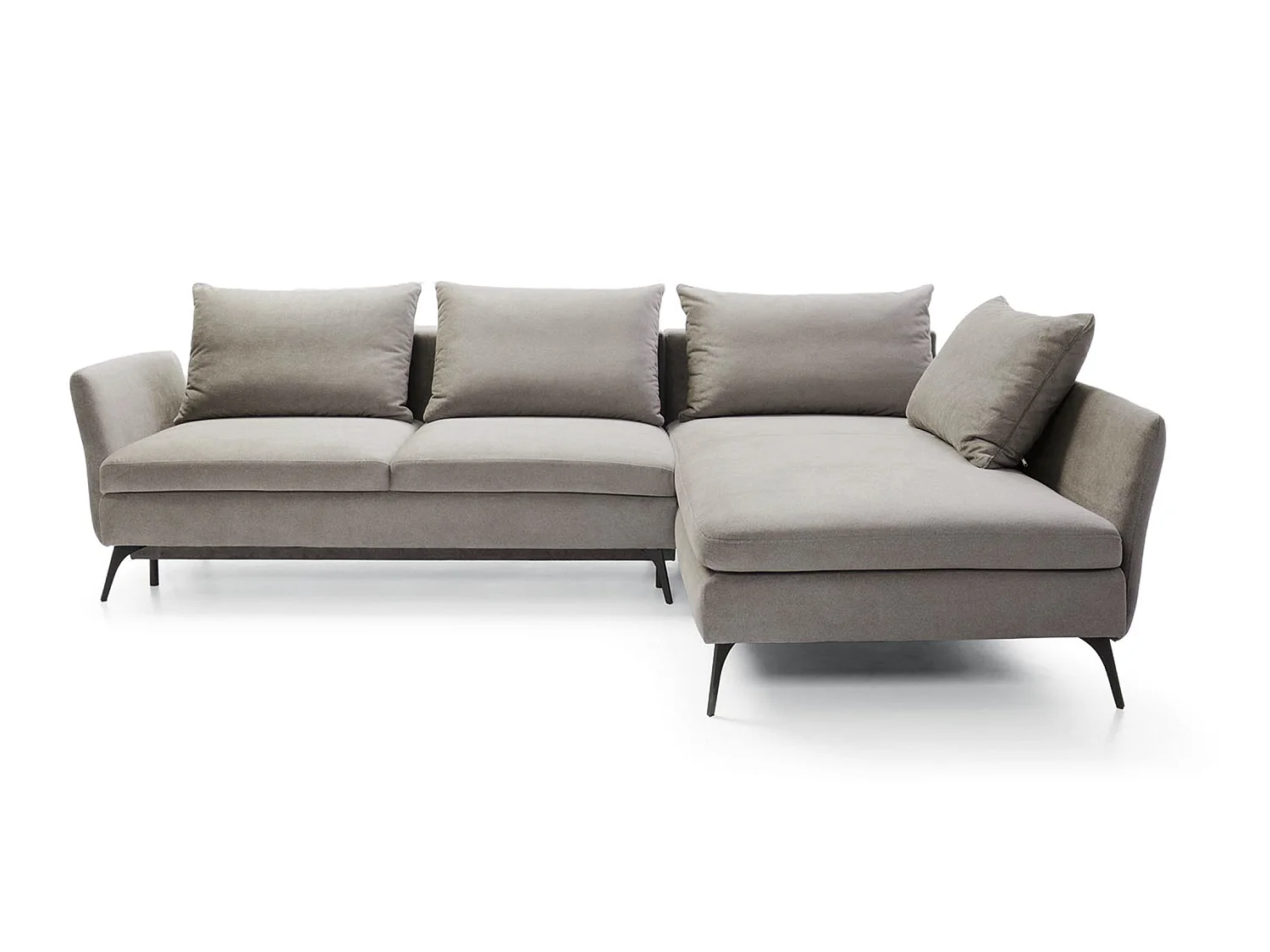 Canapé d'angle - 282 cm - en L avec un coffre de rangement - tissu hydrophobe - gris clair - côté droit - DEMISBAL