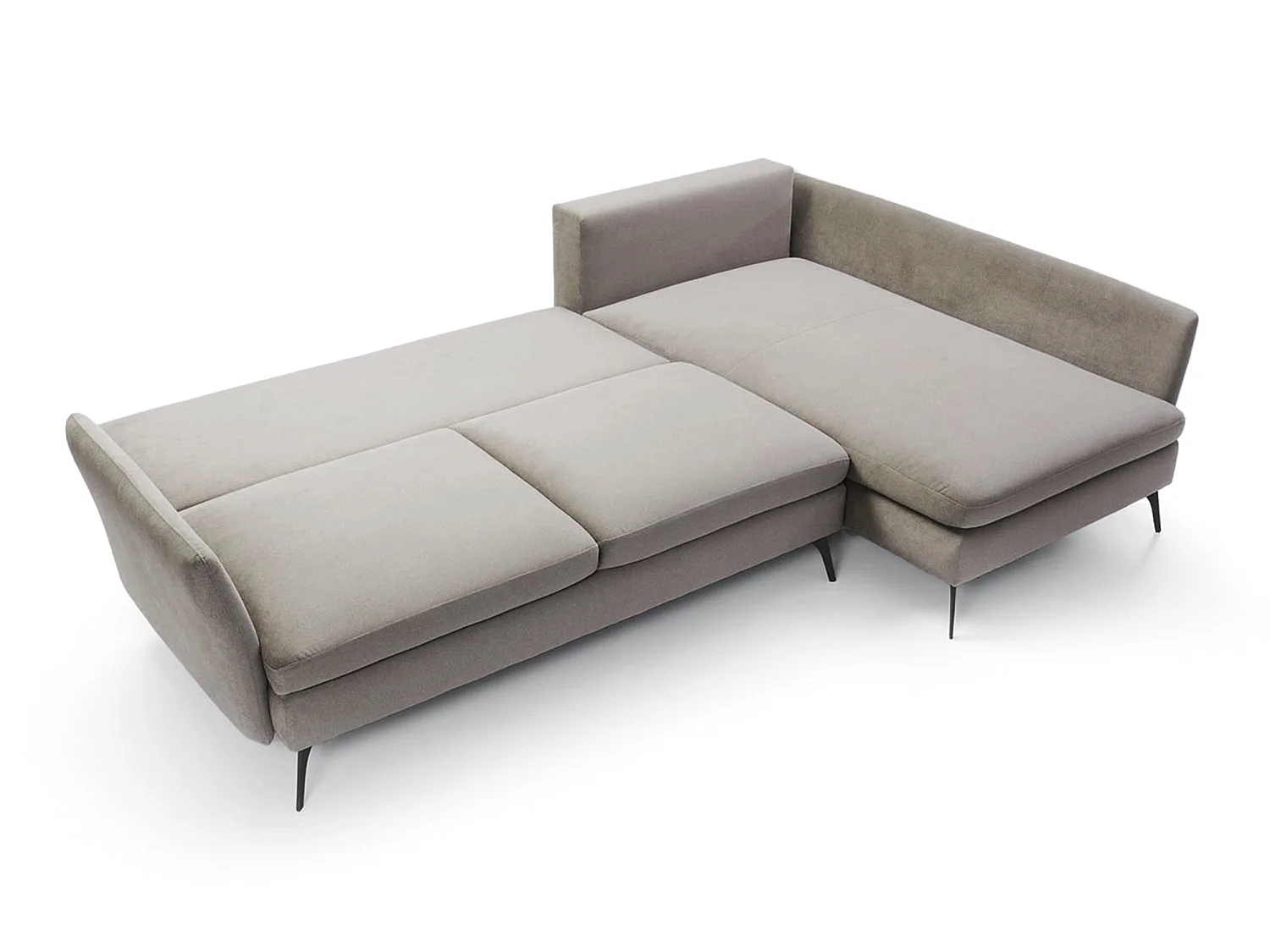 Canapé d'angle - 282 cm - en L avec un coffre de rangement - tissu hydrophobe - gris clair - côté droit - DEMISBAL