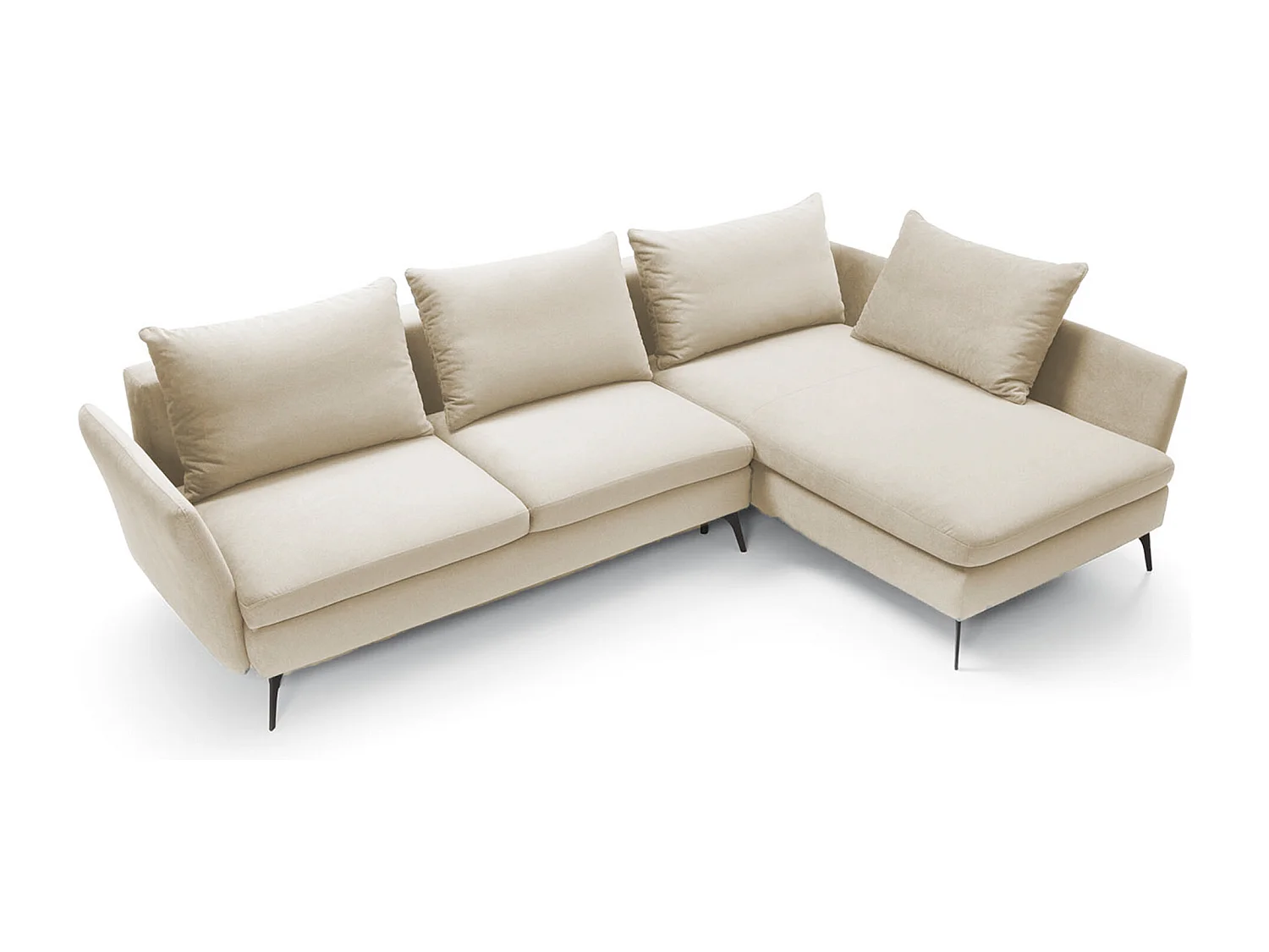 Ecksofa - 282 cm - L-Form mit Staufach - hydrophober Stoff - creme - rechte Seite - DEMISBAL