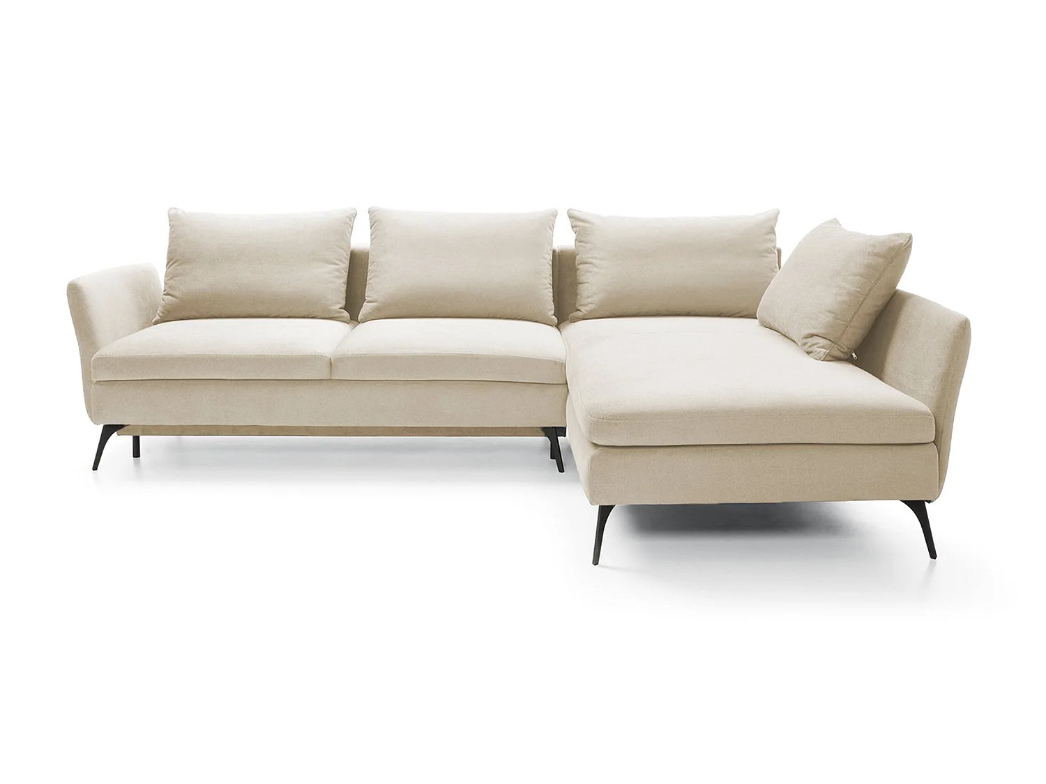 Canapé d'angle - 282 cm - en L avec un coffre de rangement - tissu hydrophobe - crème - côté droit - DEMISBAL