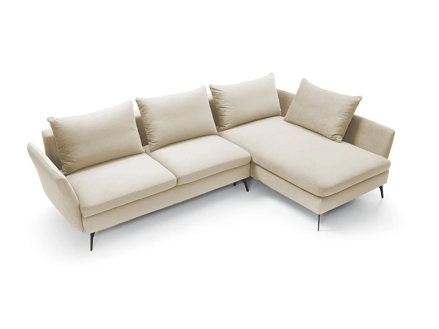 Canapé d'angle - 282 cm - en L avec un coffre de rangement - tissu hydrophobe - crème - côté droit - DEMISBAL