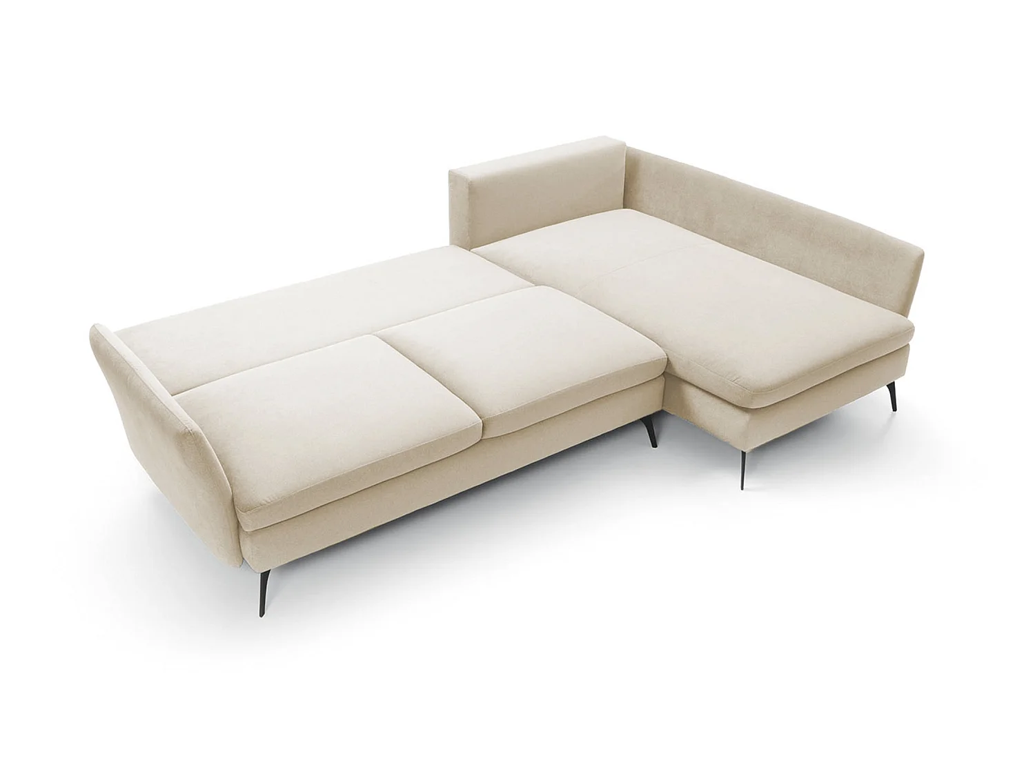 Canapé d'angle - 282 cm - en L avec un coffre de rangement - tissu hydrophobe - crème - côté droit - DEMISBAL