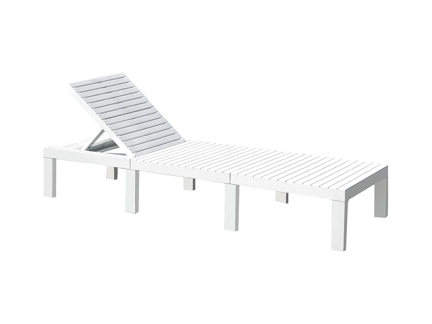 Dazzol ligstoel, Verstelbare tuinligstoel, Buitenligstoel, 100% Made in Italy, 195x65h78 cm, Wit