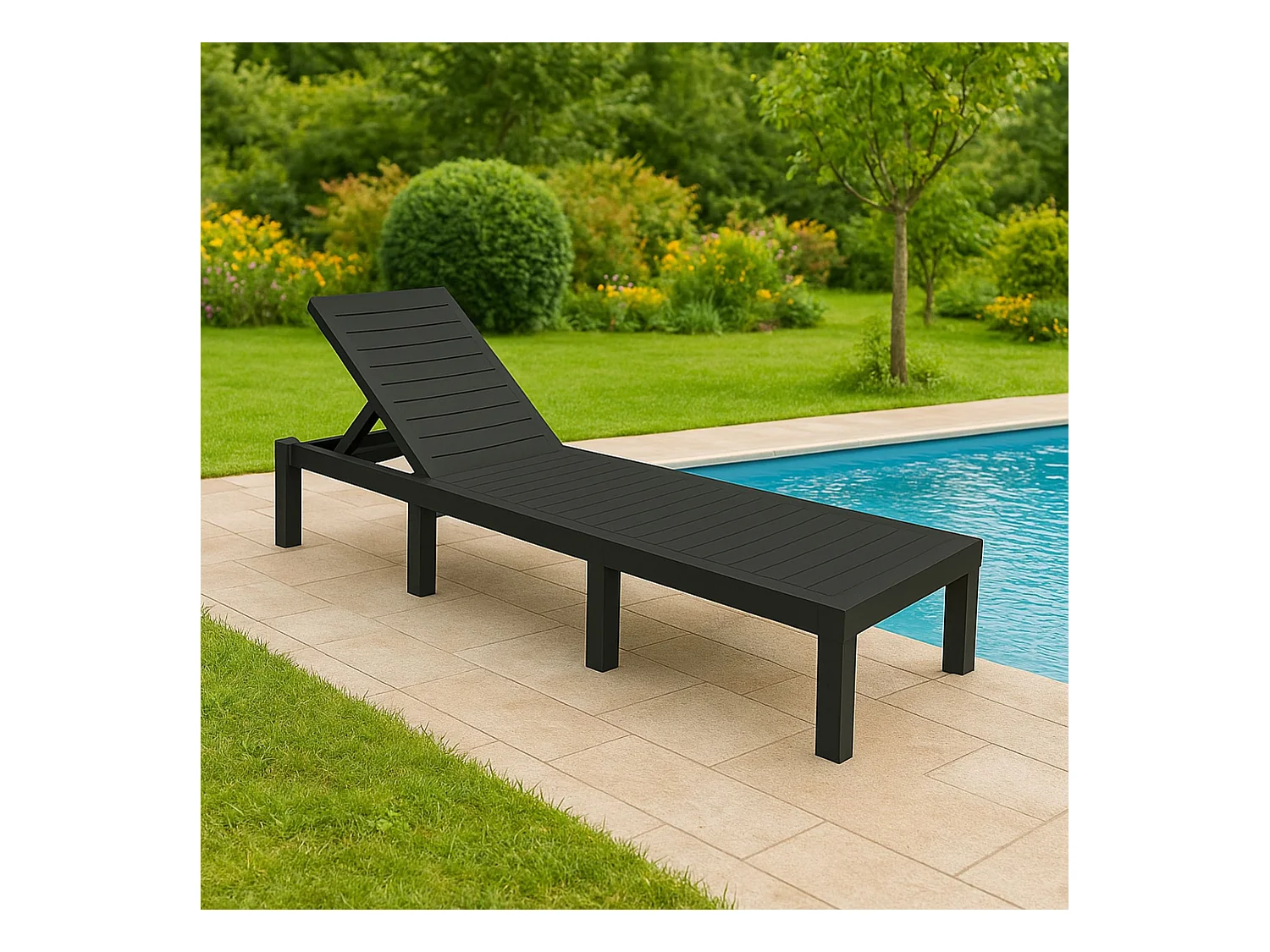 Chaise longue Dazzol, Chaise longue de jardin réglable, Chaise longue d'extérieur, 100% Made in Italy, 195x65h78 cm, Anthracite