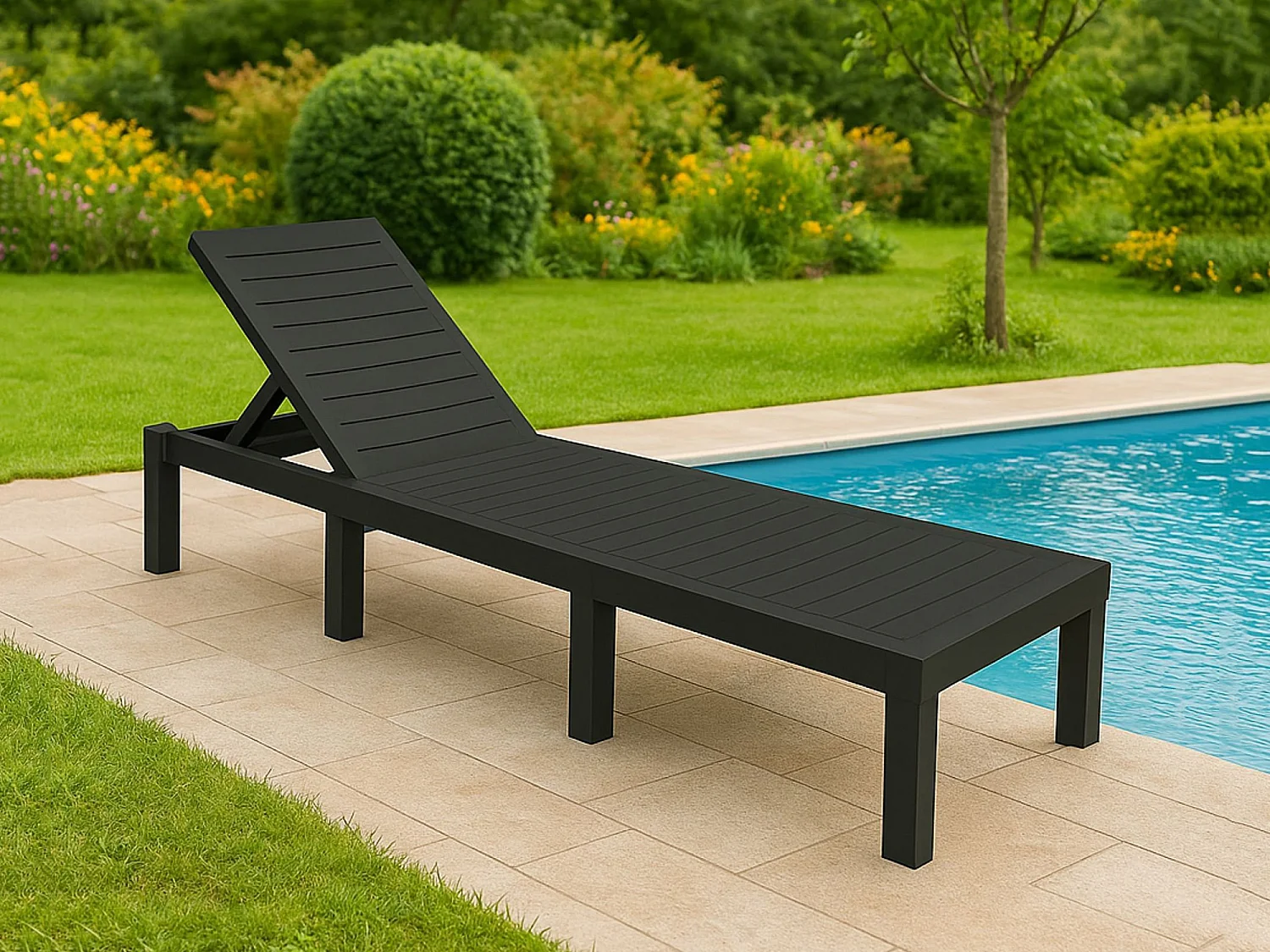 Chaise longue Dazzol, Chaise longue de jardin réglable, Chaise longue d'extérieur, 100% Made in Italy, 195x65h78 cm, Anthracite