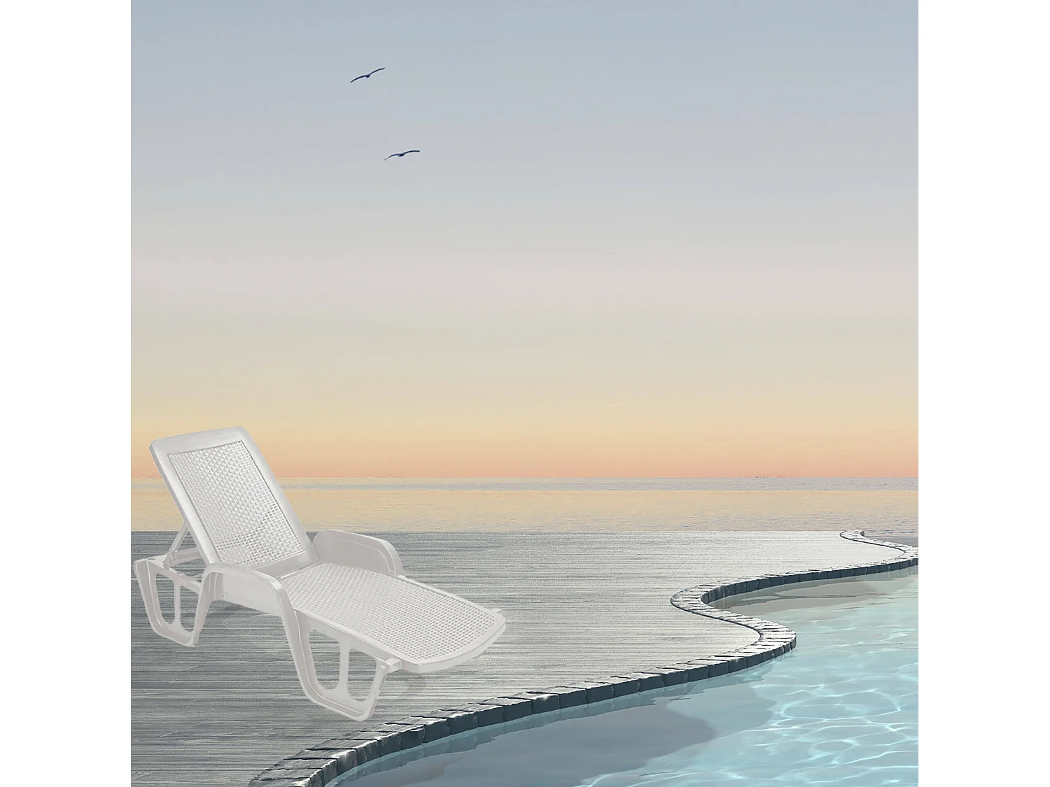 Dmora - Lettino prendisole Alagaesia, 192x71h100 cm, Bianco