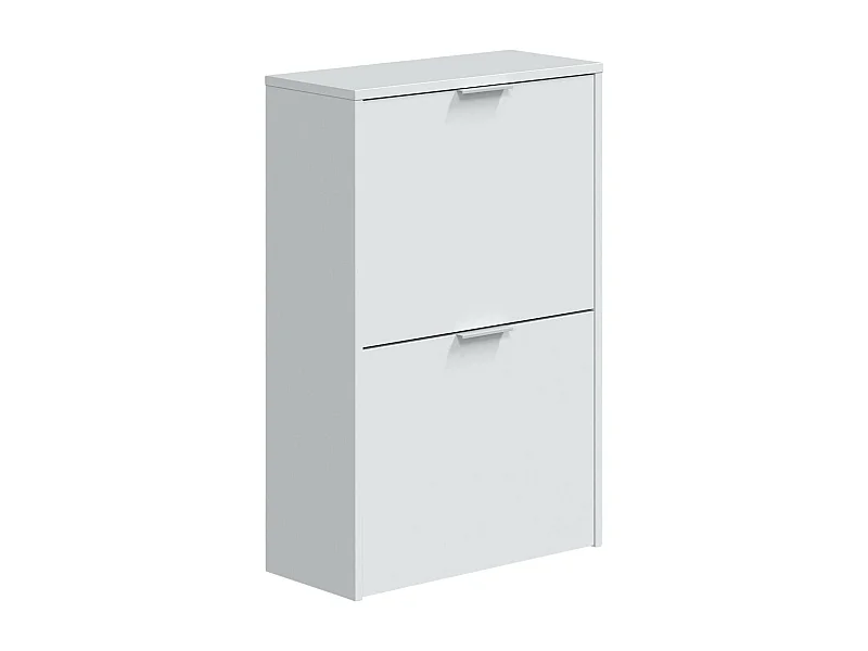 Étagère à chaussures Dmoretto, Étagère à chaussures peu encombrante avec 2 portes, Étagère à chaussures d'entrée, Armoire à chaussures, 50x22h76 cm, Blanc